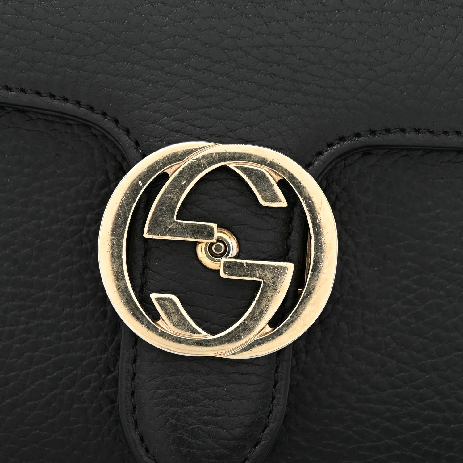 Dollar Calfskin Small Interlocking G Shoulder Bag Black