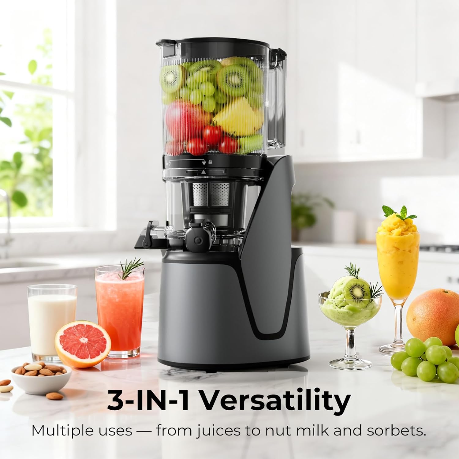 Juicer Machines, 3-in-1 Cold Press Juicer with 6.5