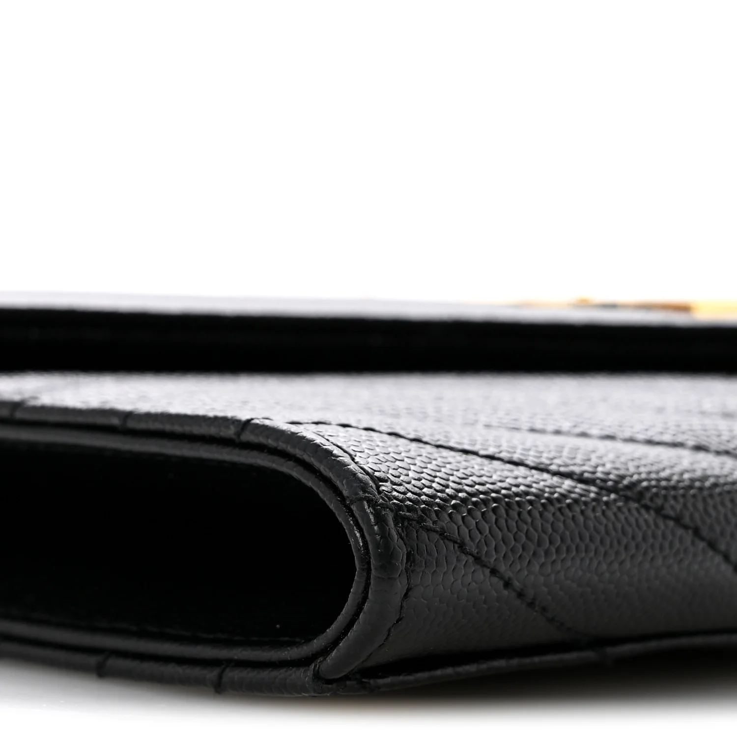 Grain De Poudre Matelasse Chevron Monogram Envelope Clutch Black