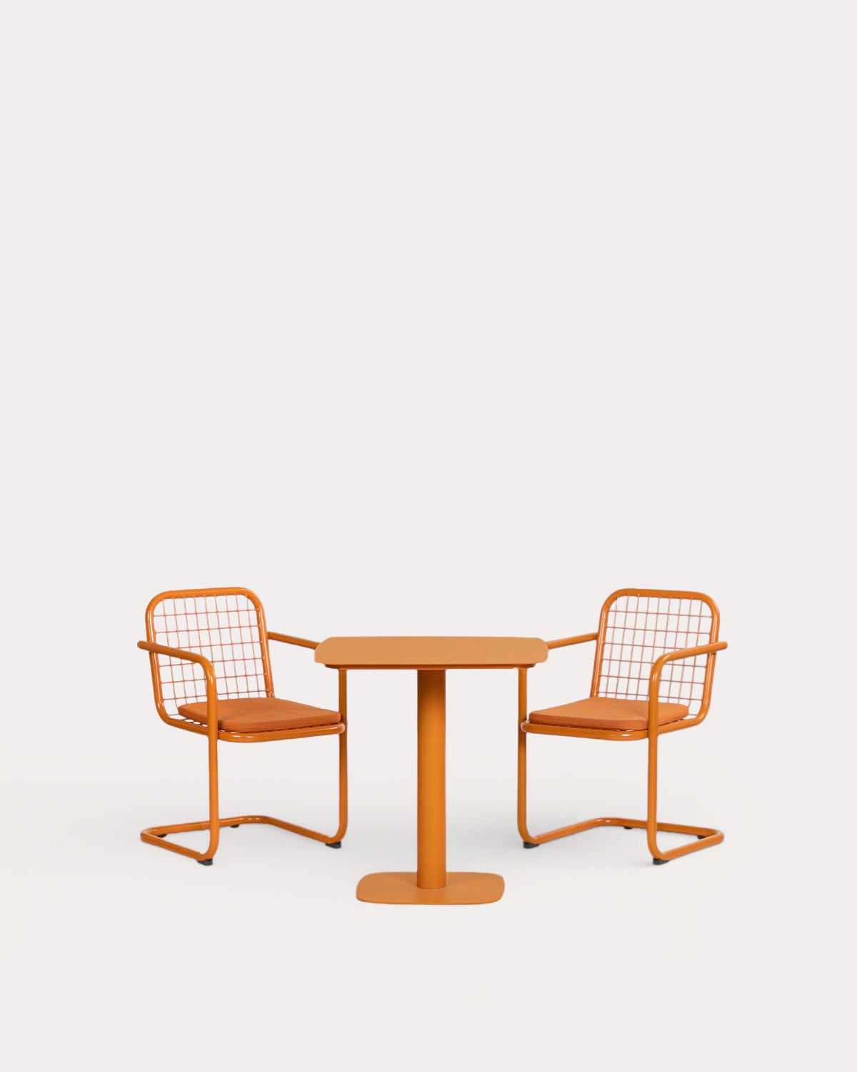 Set Zoilo - Biaritz - Set de Mesa de Comedor Cuadrada (70x70 cm) Zoilo y 2 Sillas con Reposabrazos de Metal Biaritz