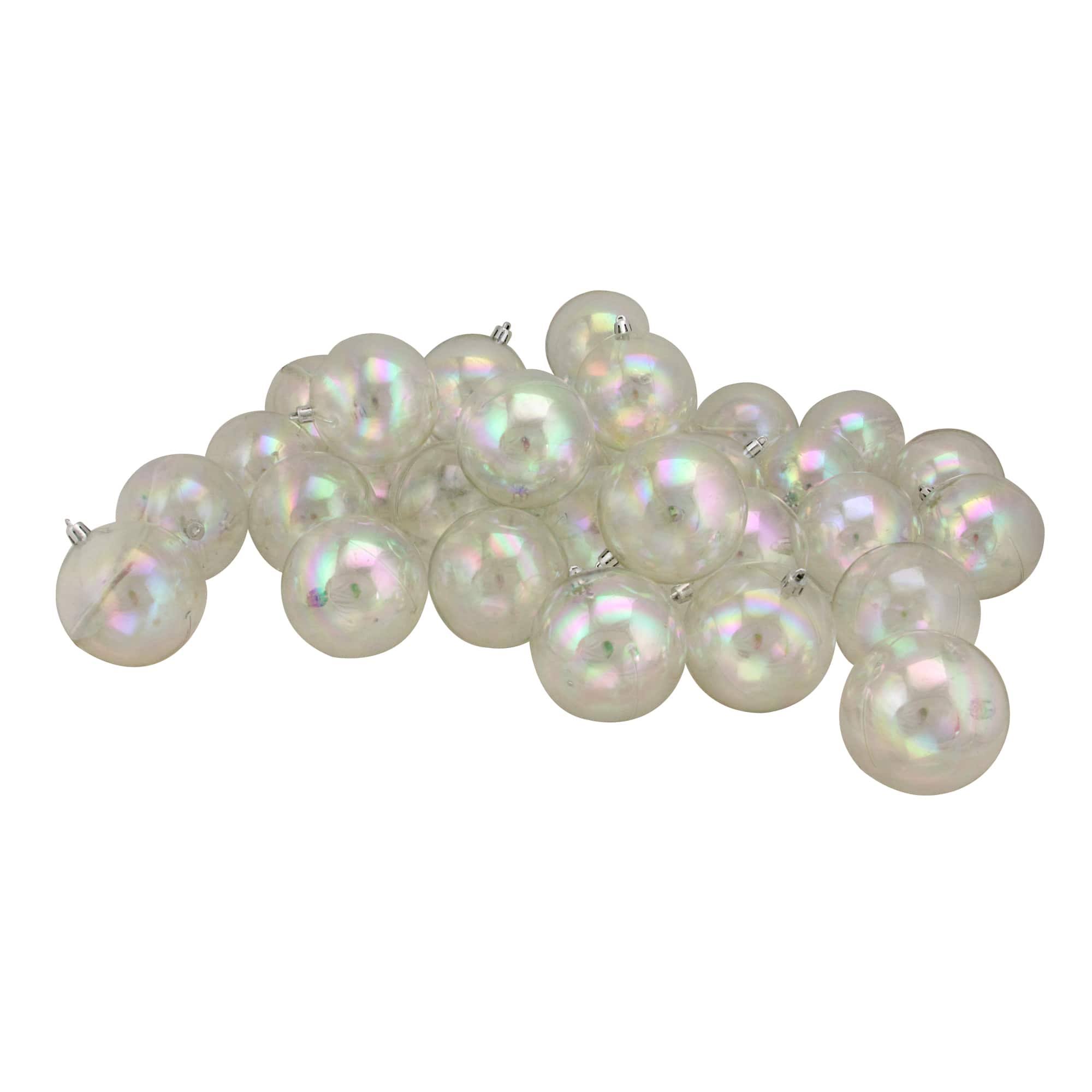 Northlight 32ct Clear Iridescent Shatterproof Christmas Ball Ornaments 3.25