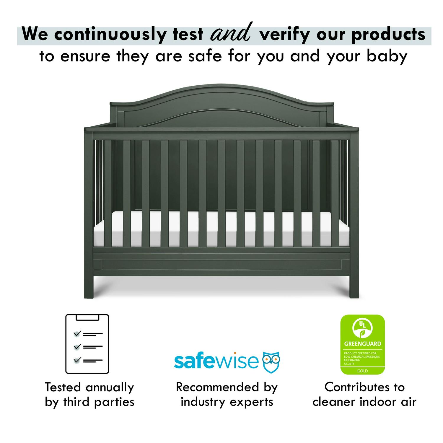 Charlie 4-in-1 Convertible Crib. Greenguard Gold Certified. Forest Green - Image 7