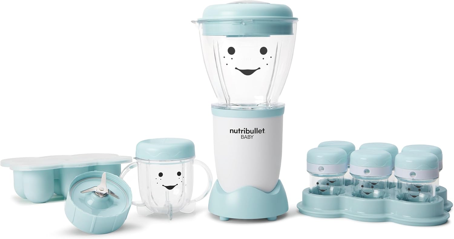 NutriBullet NBY-50100 Baby Complete Food-Making System, 32-Oz, White, Blue, Clear