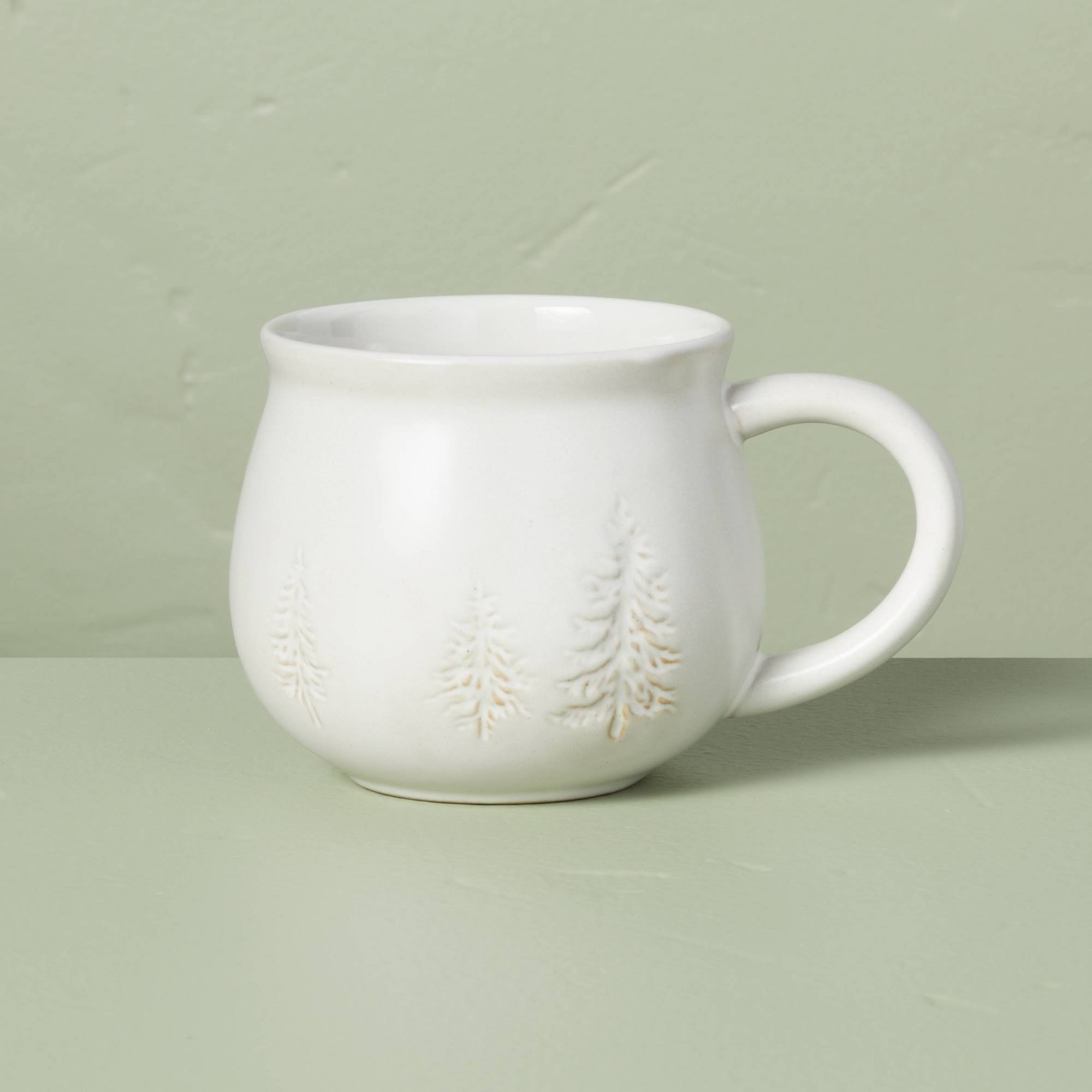 Hearth & Hand Holiday | Last One! Hearth and Hand Winter Tree Round Mug Stonewear Cream 16oz New 2023 | Color: Cream/White | Size: Os | Ang1854's