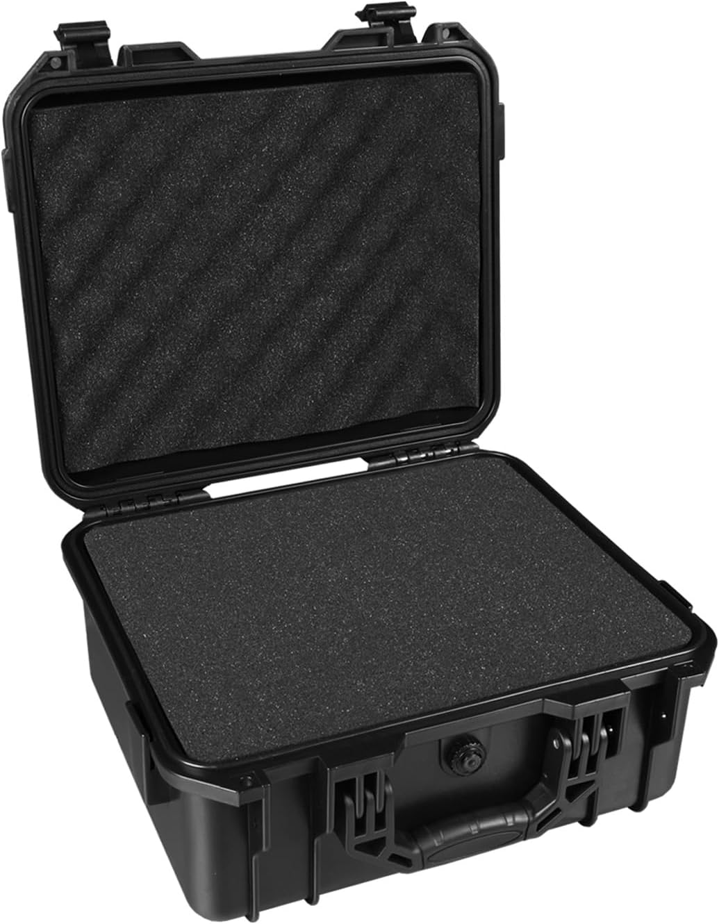 Jack Boss Hard Case, 13.6 x 11.4 x 6 Inch Portable Weather Waterproof Protective Camera Case with Customizable Foam, Suitable for Use with Drones, Cameras, Equipments, Black