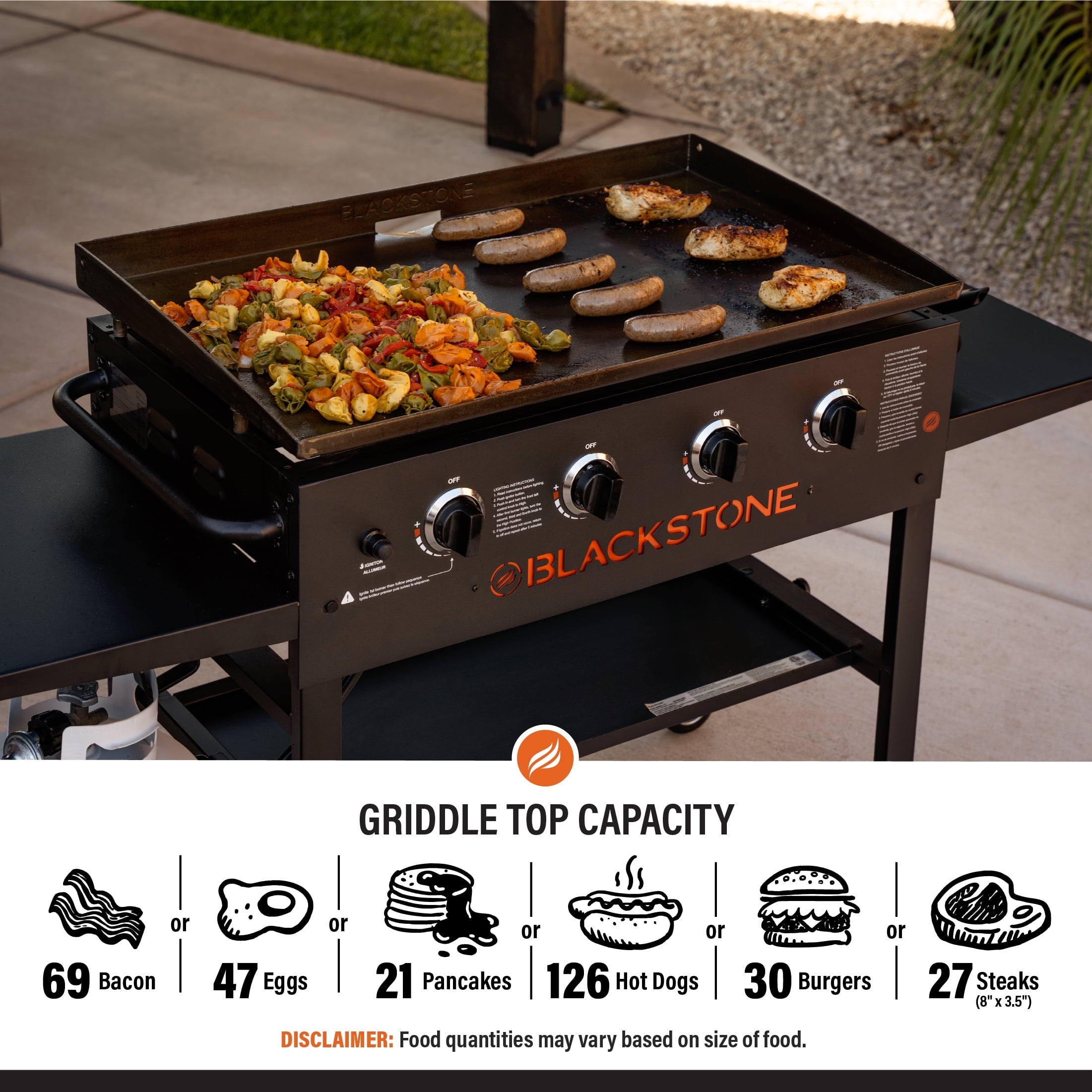 4-Burner 36 Griddle Cooking Station with Side Shelves