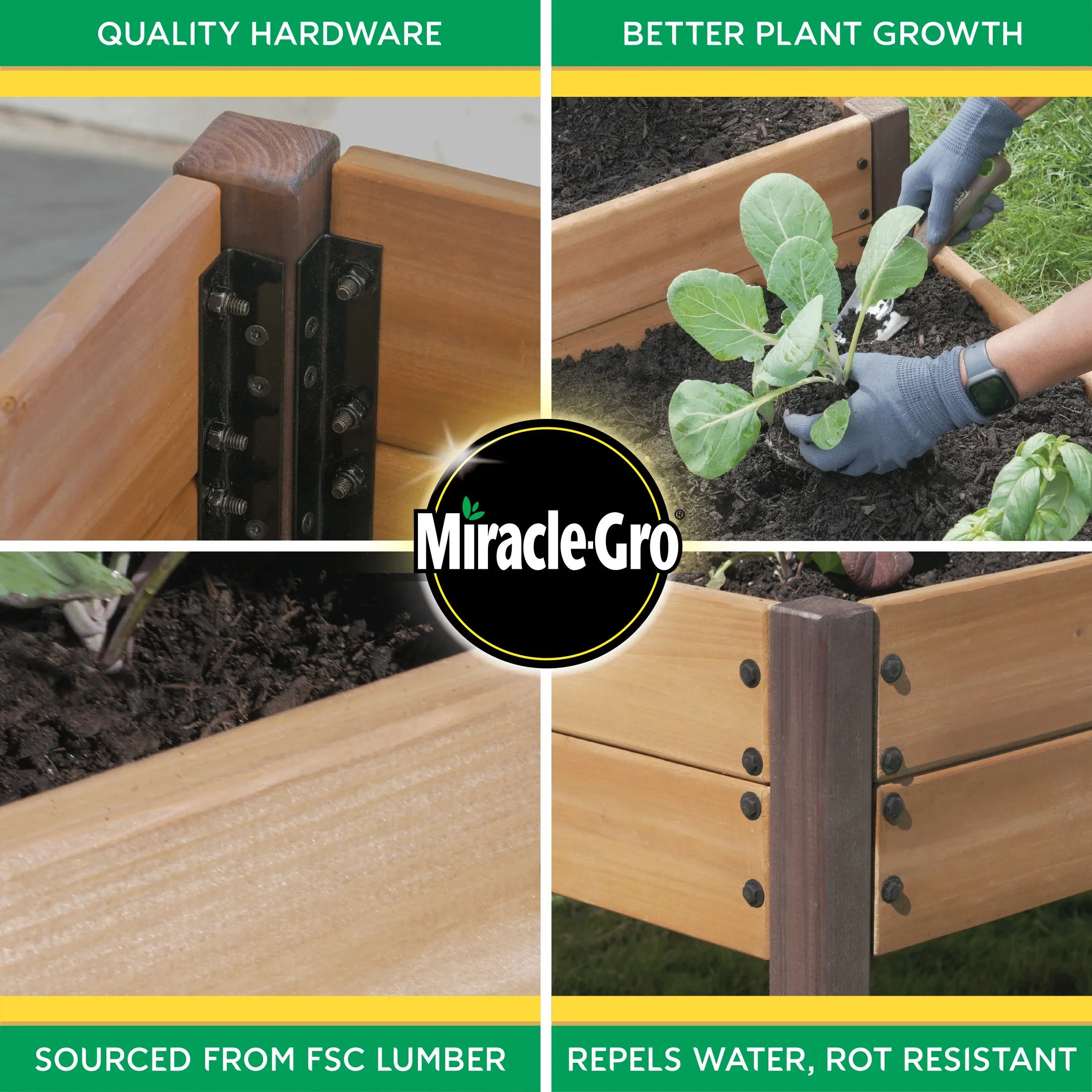 Miracle-Gro Wood 2 x 4 ft. Raised Garden Planter with Shelf