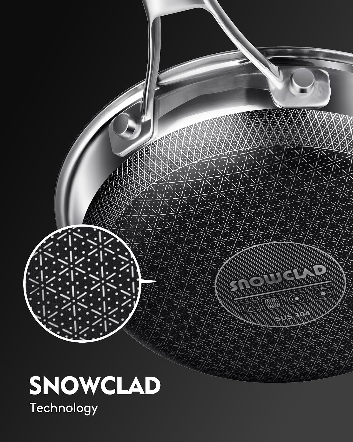 SNOWCLAD Pots and Pans Set Non Stick| Stainless Steel Kitchen Cookware