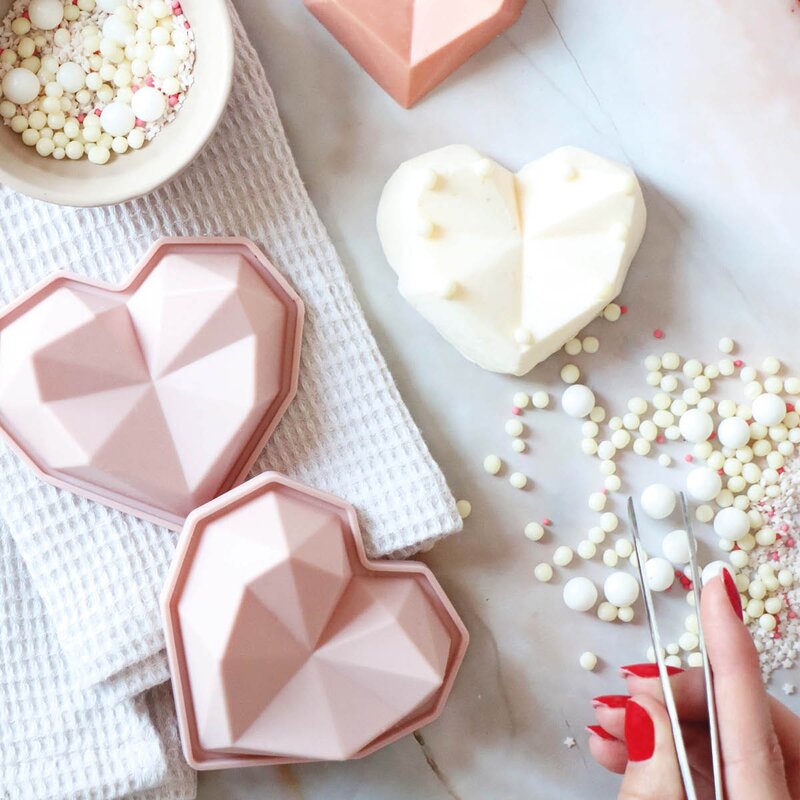 Love kakeform 6 stk hjerte rosa