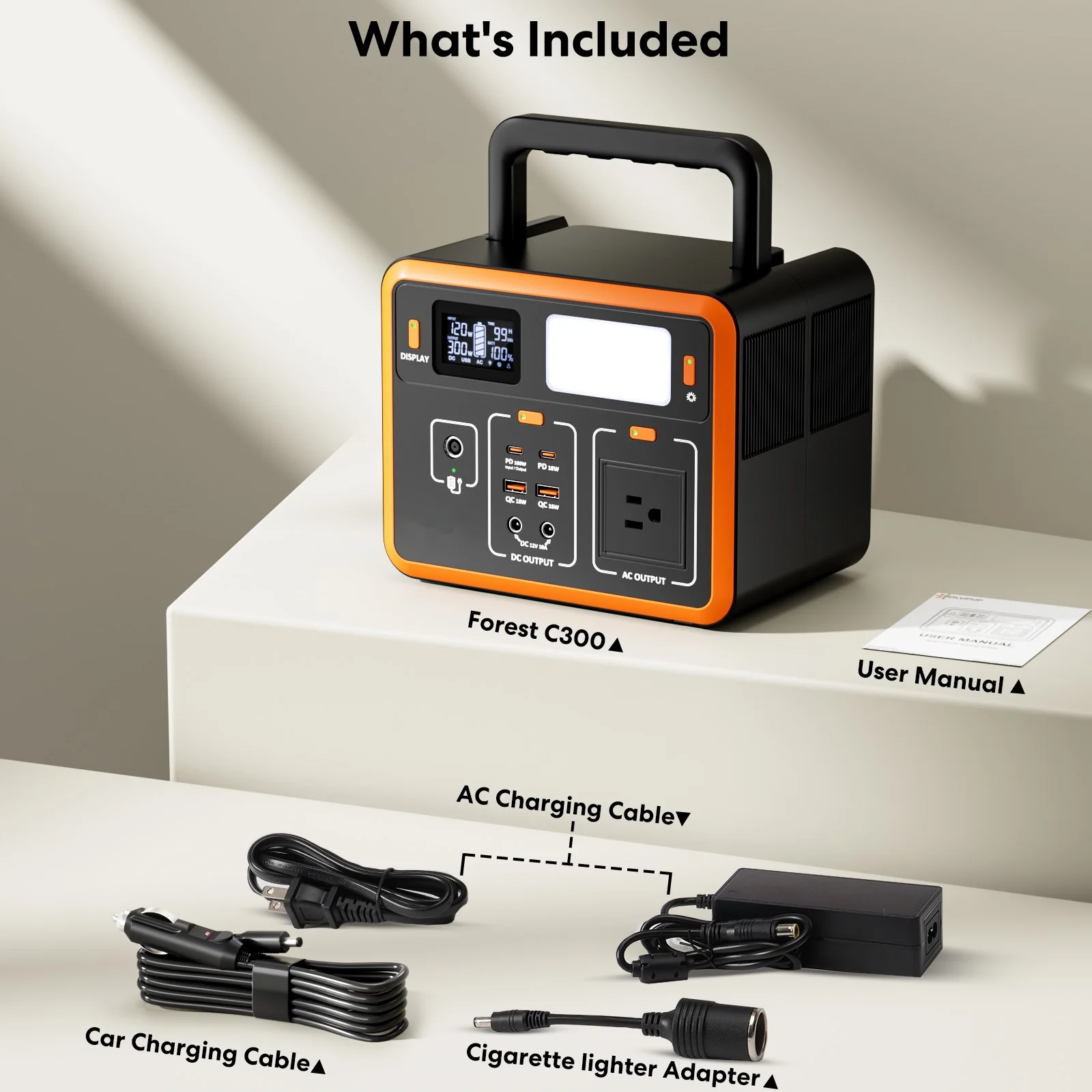 300W Portable Power Station, 288Wh 90000mAh portable solar generator with LED Light, Outdoor Solar Generator for Camping, RV, Home Backup, Emergency Power - Image 6