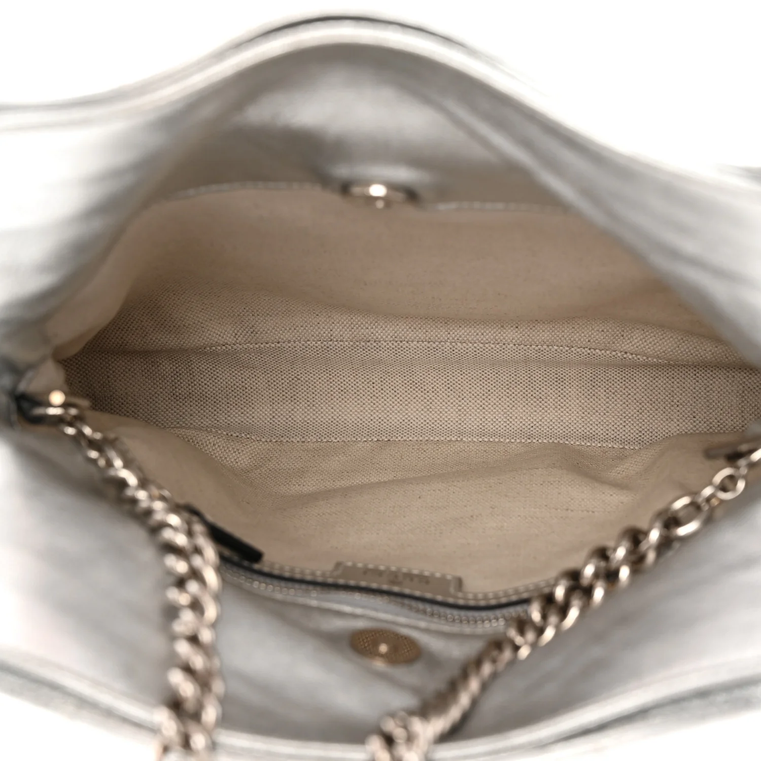 Sakai Be Green Calfskin Diagonal Stitched Small Blondie Tote Silver