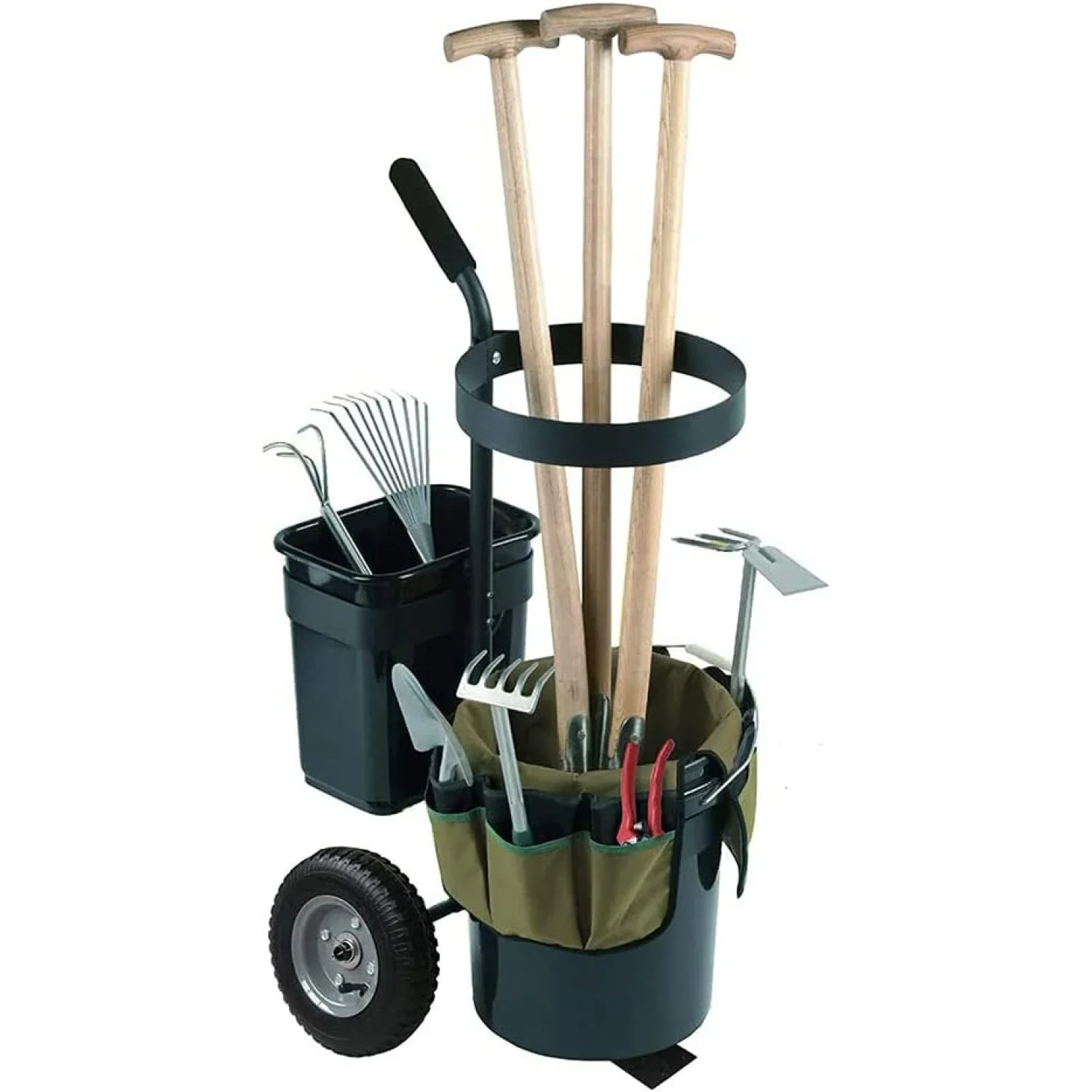 Garden Lawn Yard Wheeled Cart Mobile Gardening Rolling Transport Outdoor Organize Storage Gardening Caddy ?with Gallon Bucket Oxford Bag
