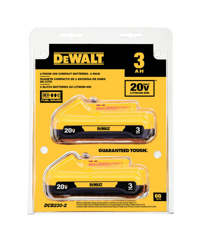 Dewalt 20V 3-Amp-Hours Lithium Power Tool Battery - 2 pack