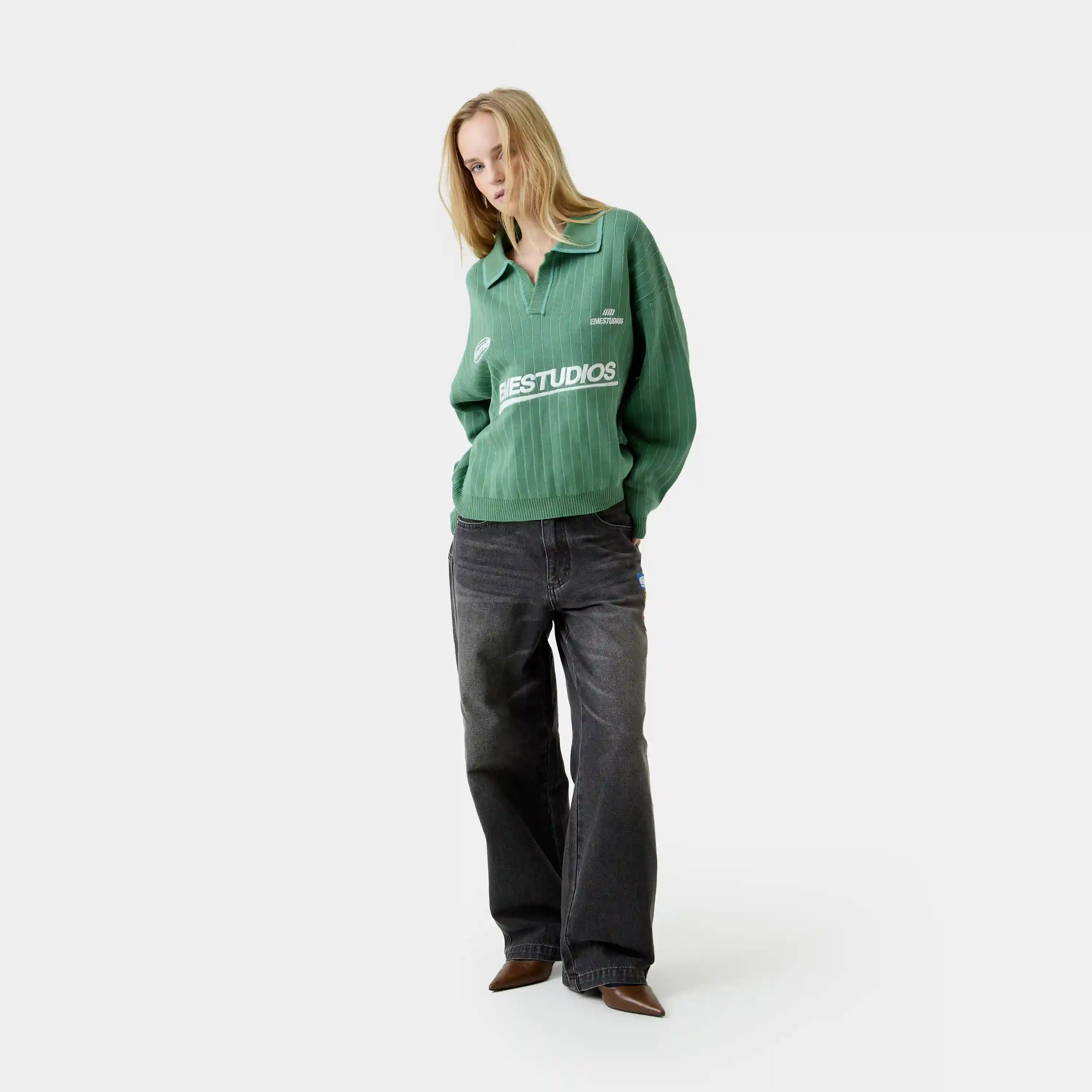Pinstripe Deep Grass Knit Polo