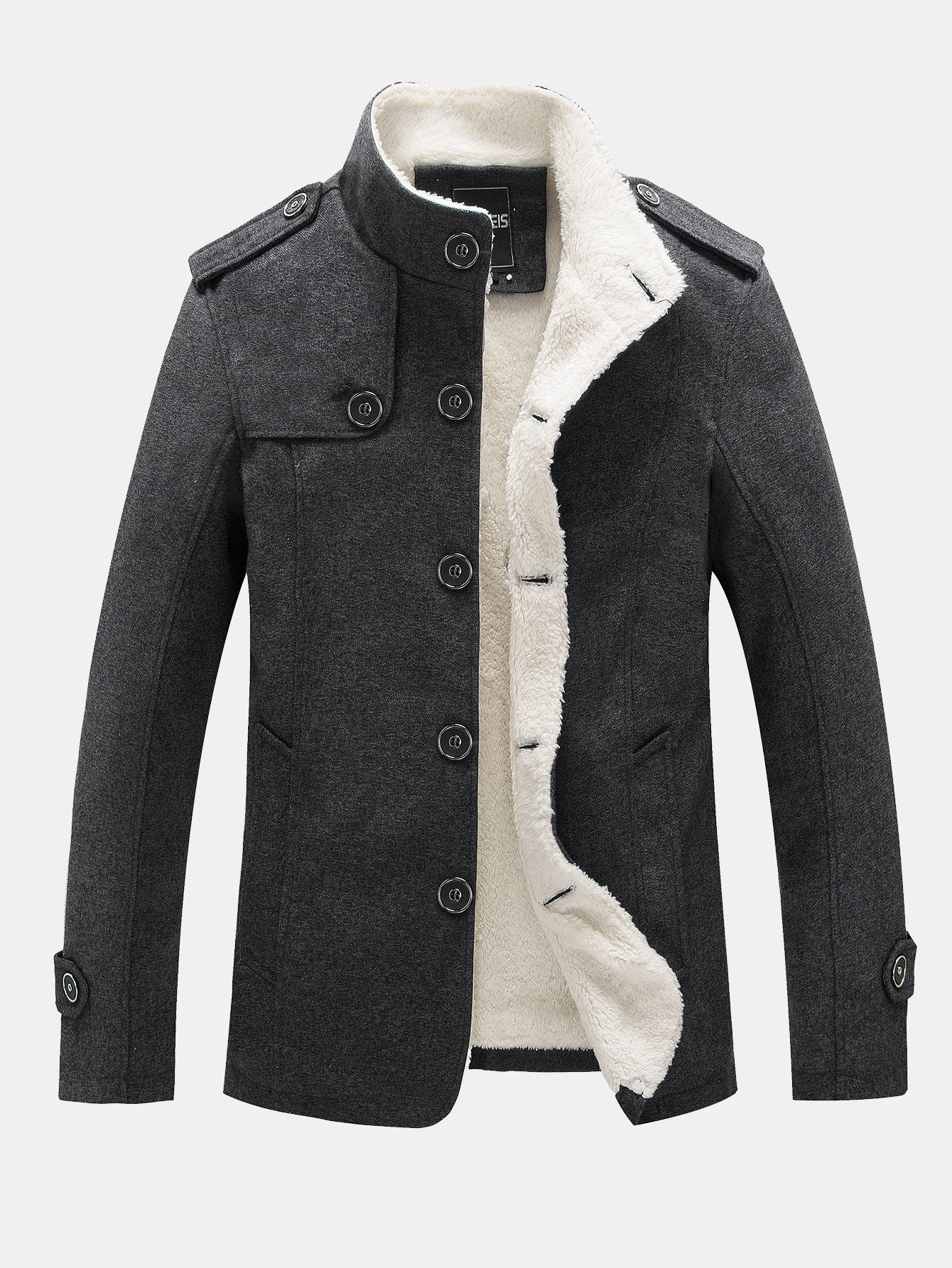 Manteau en laine doublé Teddy à col montant