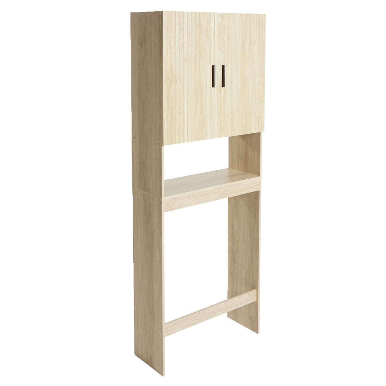 Meuble machine à laver en bois 1 niche et placard 2 portes 58,5x19xH160cm