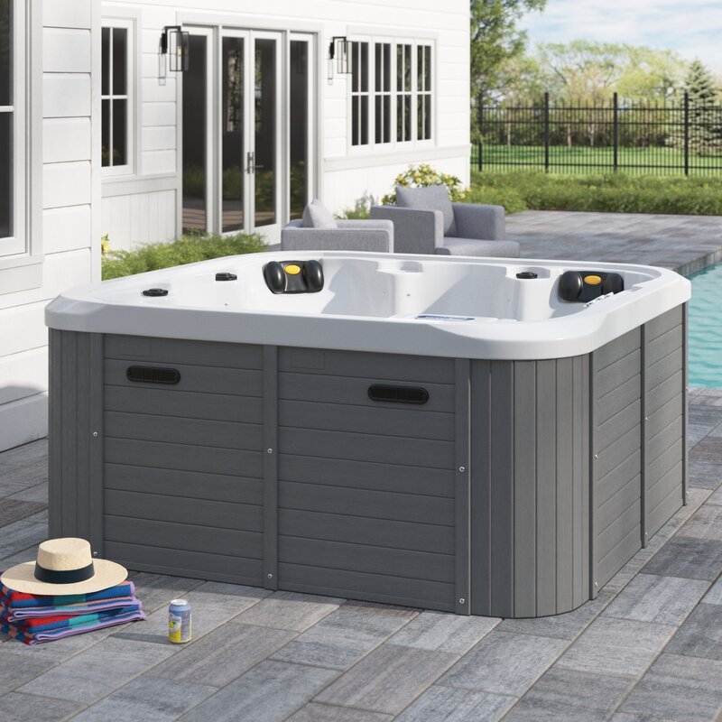 Sol 72 Outdoor ? Spa carré Aire 6 personnes 54 cm en acrylique avec jets et ozoniseur, gris