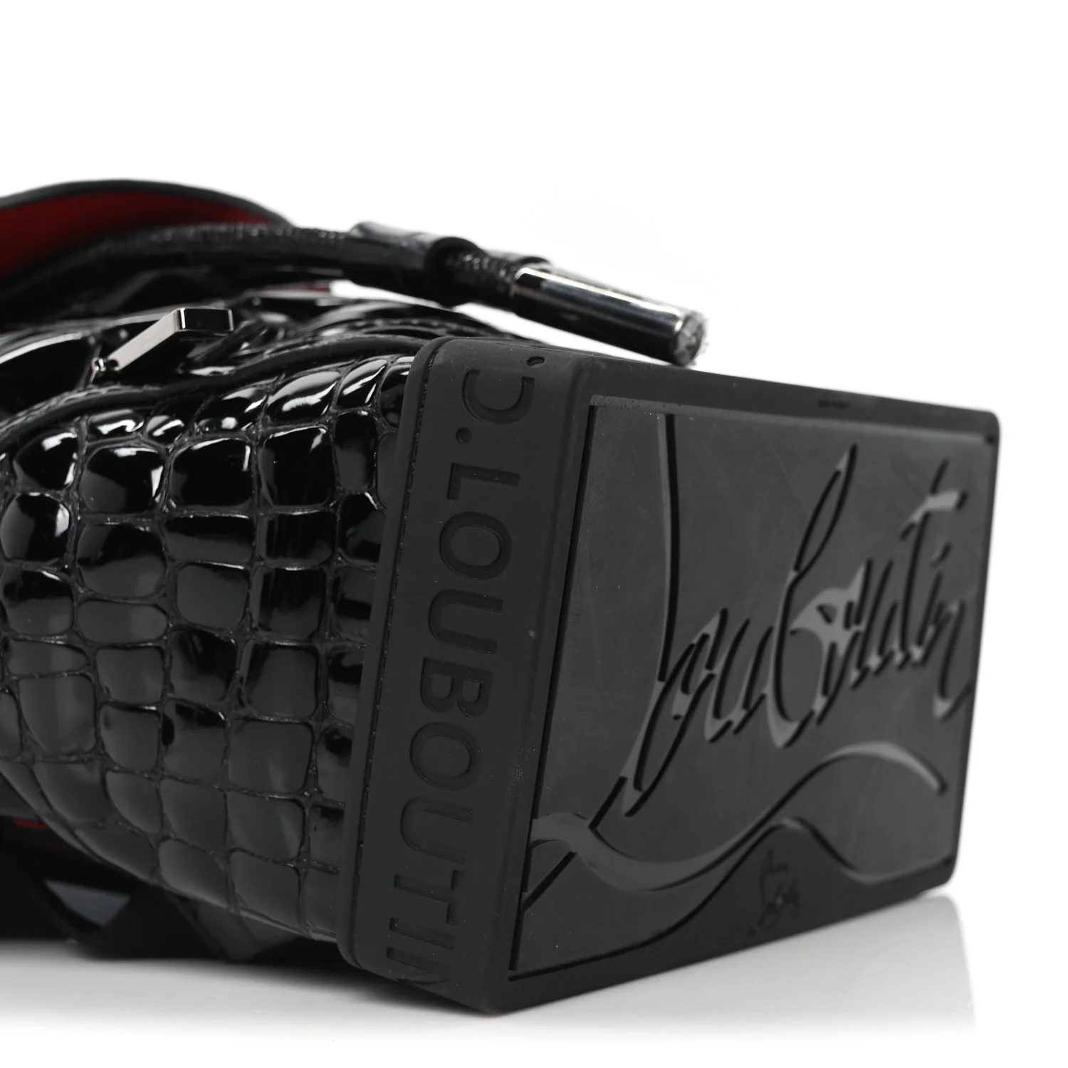 Calfskin Alligator Embossed Small Explorafunk Backpack Black