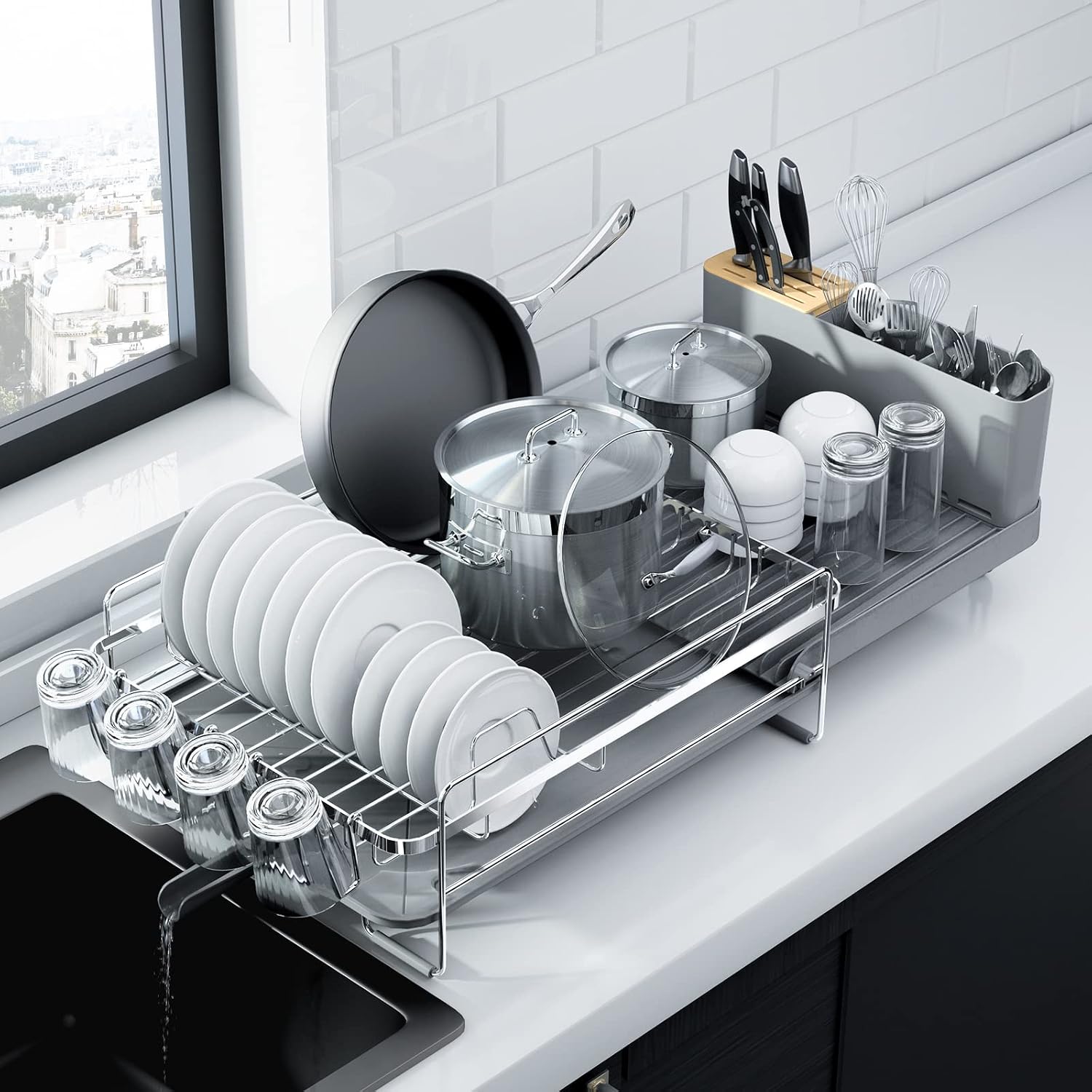 Kitsure Extendable Dish Drying Rack, 19.2