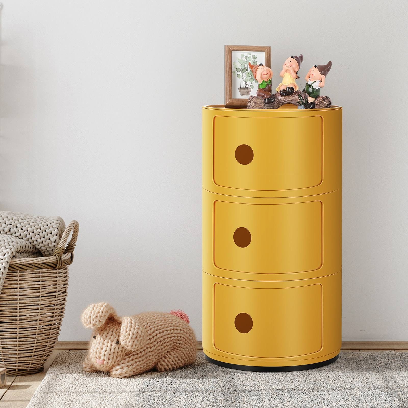 Overstock ABS Multifunction Storage Table Stackable Detachable Organizer 3 Tier - Yellow