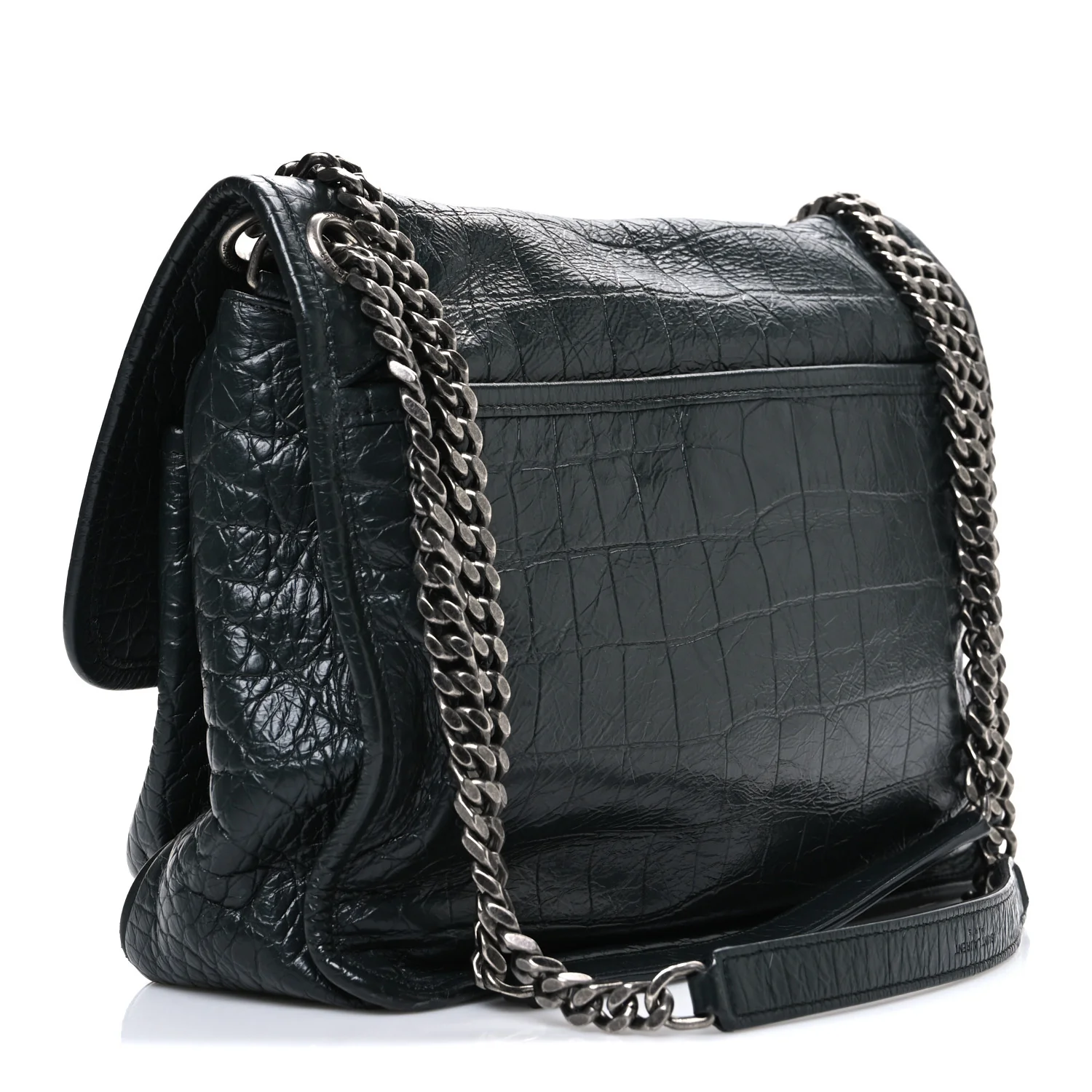 Crocodile Embossed Calfskin Monogram Medium Niki Chain Satchel Algea