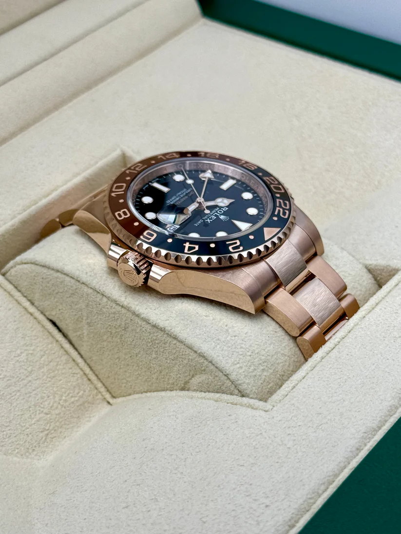 [Super Clone]RLX GMT-Master II 40mm Root Beer Black Dial Oyster Bracelet 18k Rose Gold Watch 126715chnr-0001