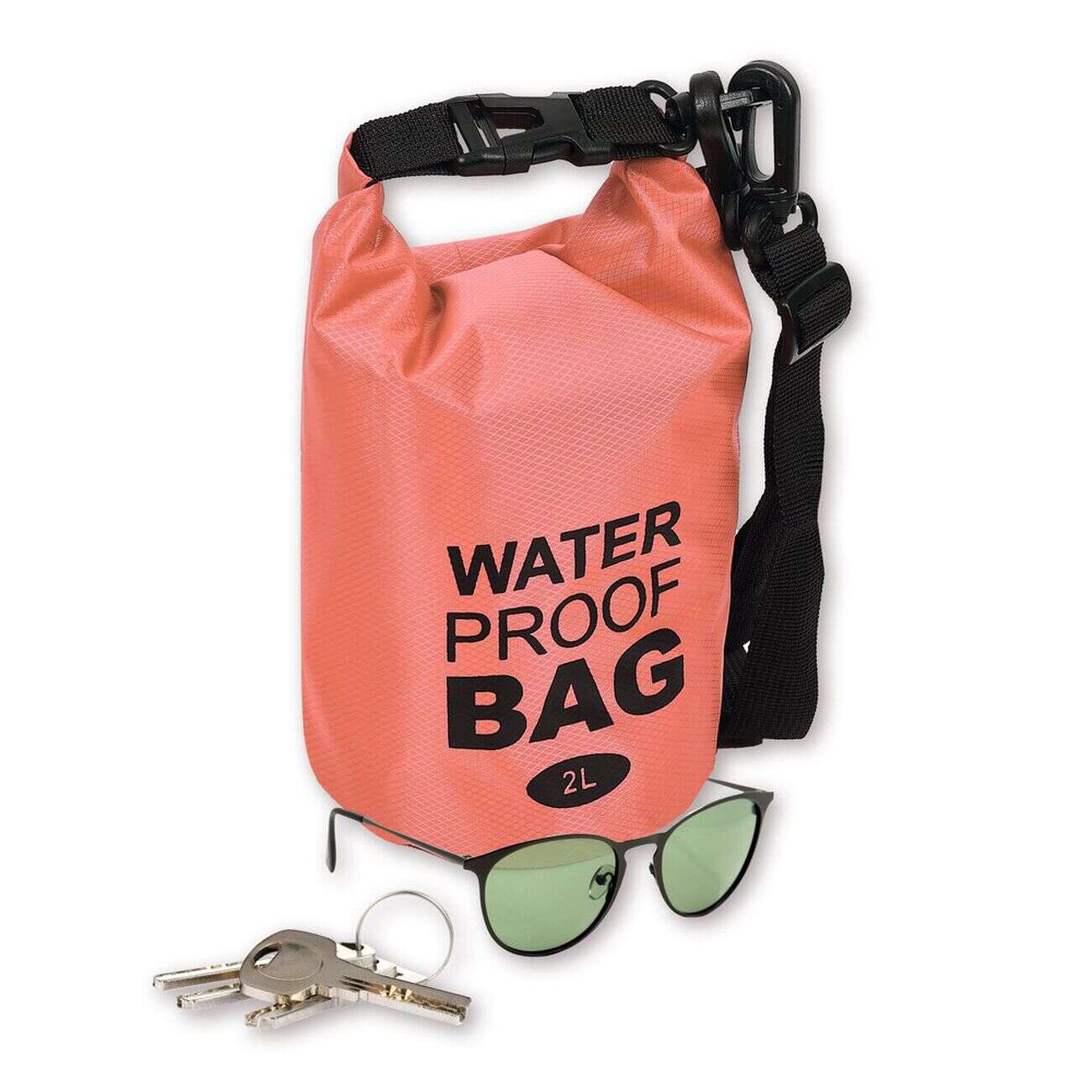 Sac de plage étanche 2L polyester rouge et noir