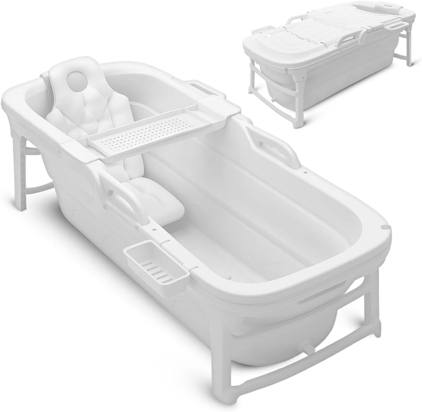 Baignoire portable Serenelife de 150 cm pour adultes, grande baignoire pliable pour bain de glace et spa chaud