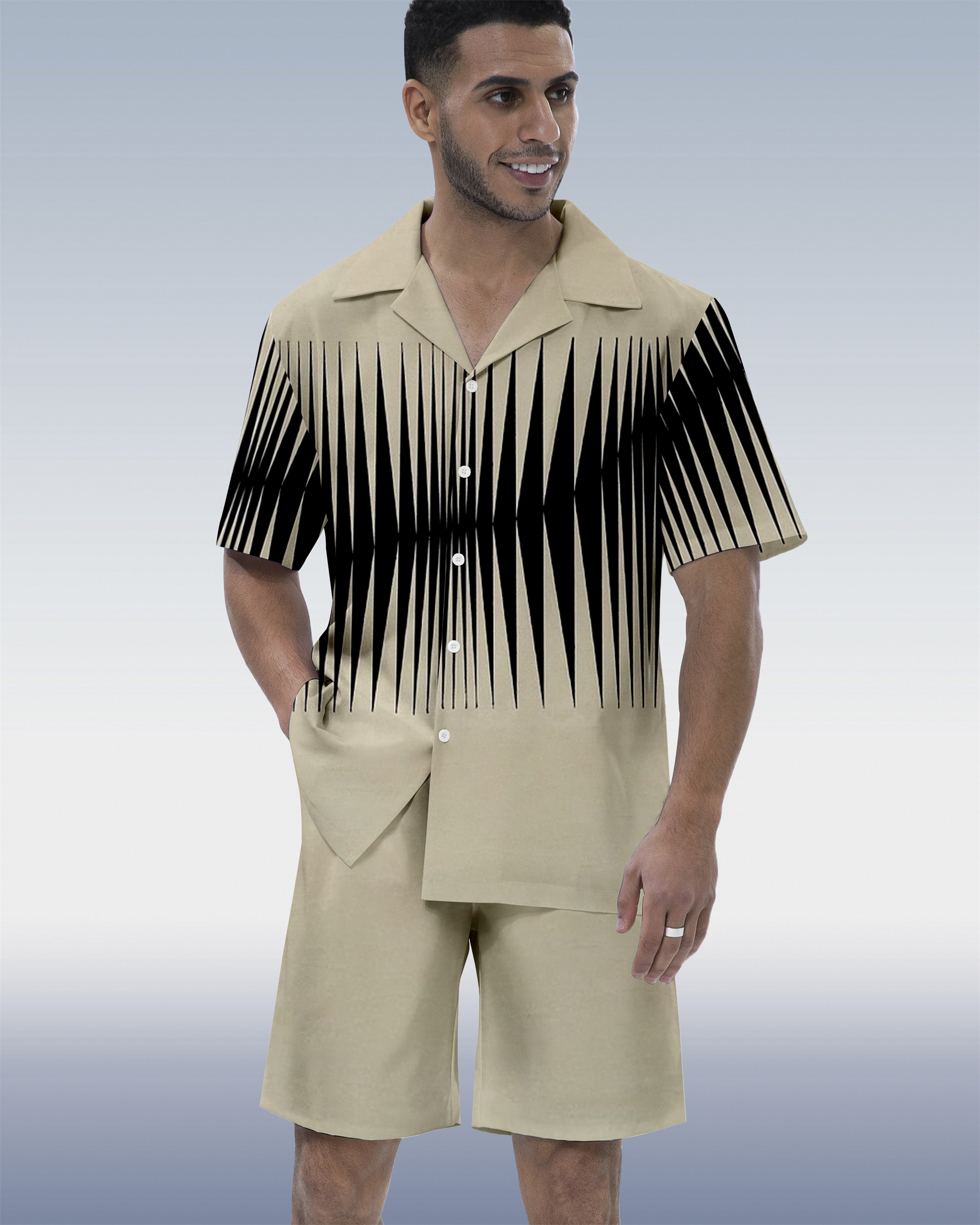 Ensemble de chemises à manches courtes pour homme, colorblock, géométriques, hawaïennes, col cubain
