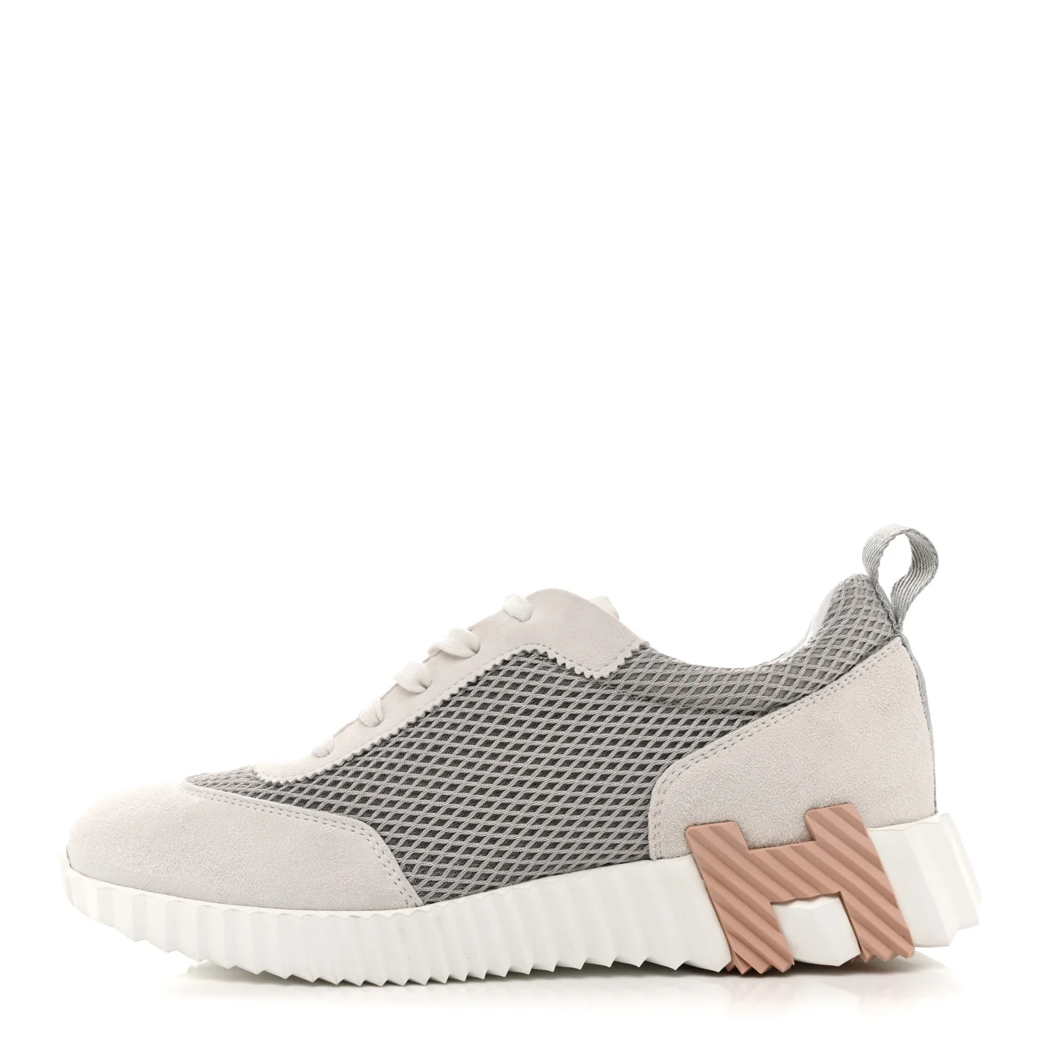 Air Mesh Suede Goatskin Bouncing Sneakers 38.5 Gris Lulea White