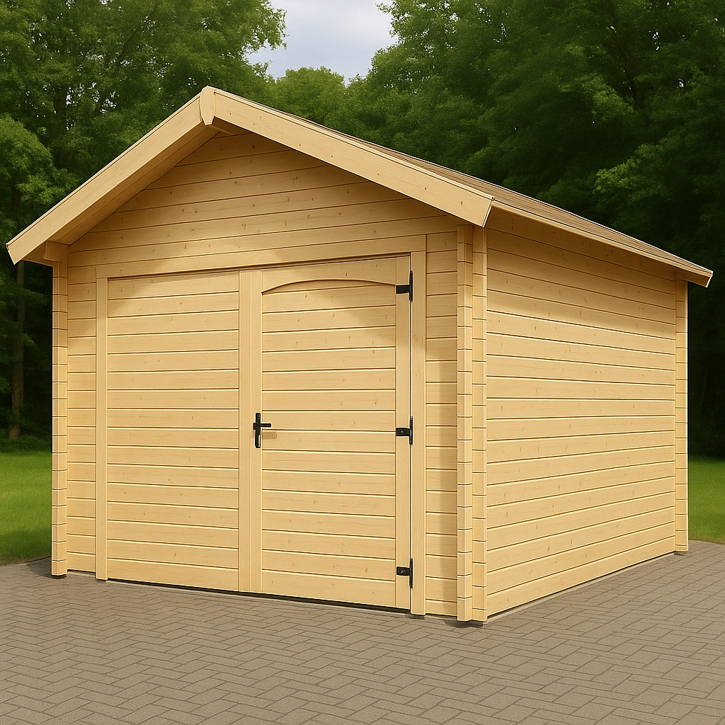 Trcarport med gavltag og dobbeltdre, 3x5x2,7m