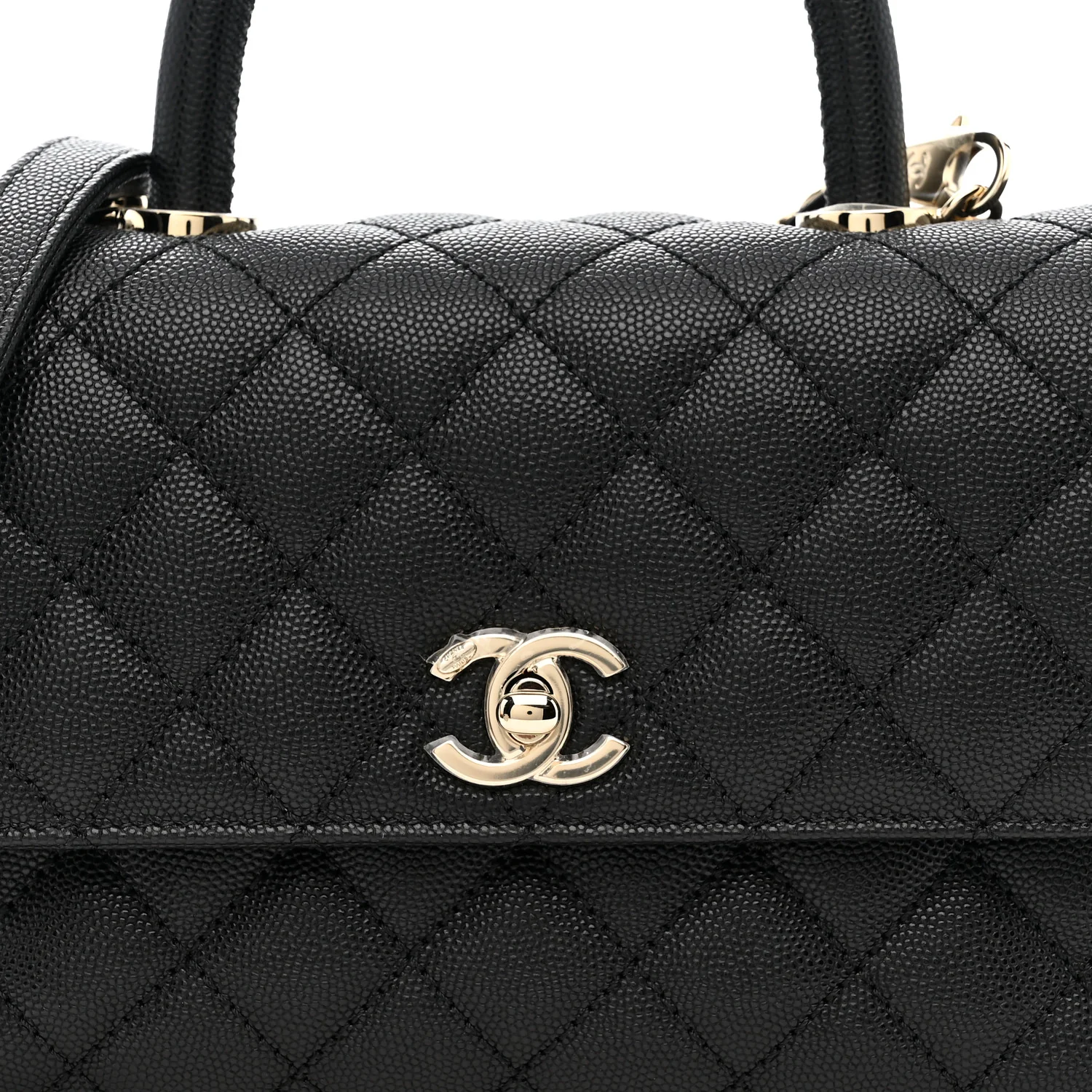 Caviar Quilted Mini Coco Handle Flap Black