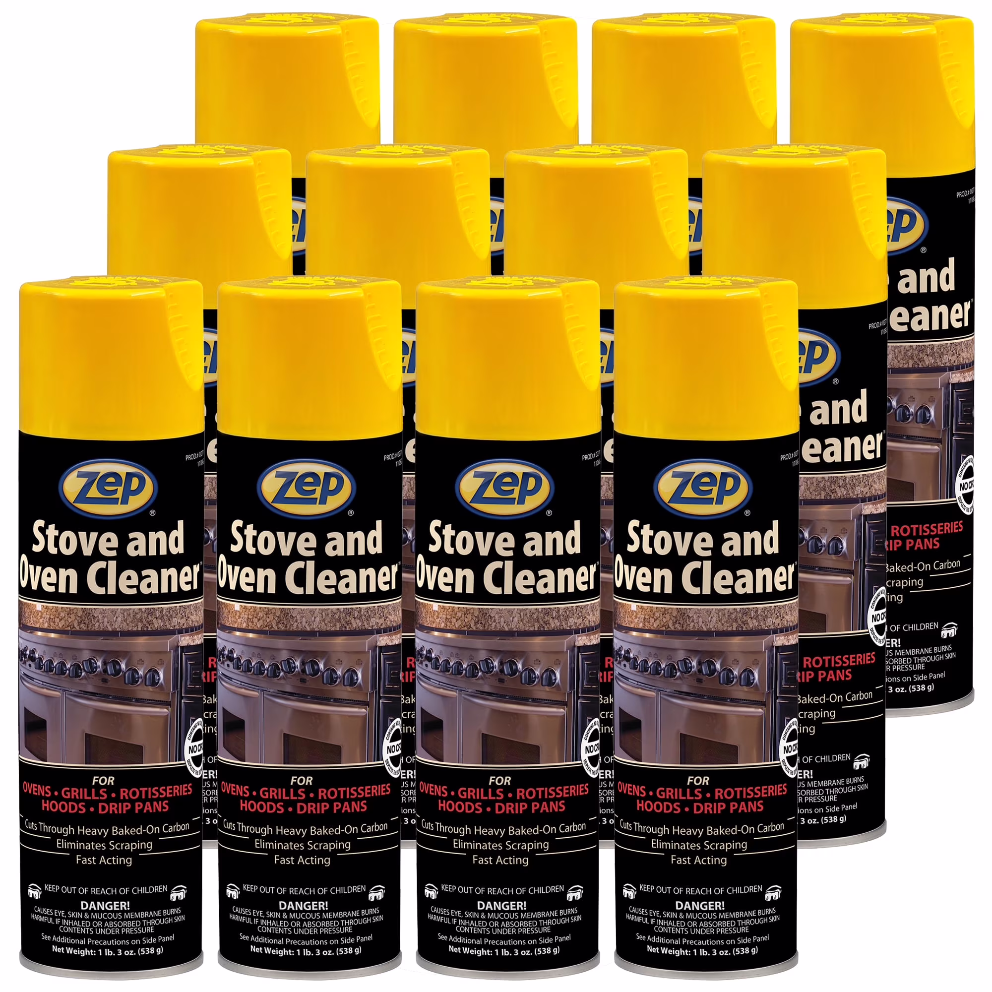 Zep Heavy - Duty Foaming Oven and Stove Cleaner - 19 oz (Case of 12) 27101 - Commercial Strength, Clings to Sides, Hoods, and Racks