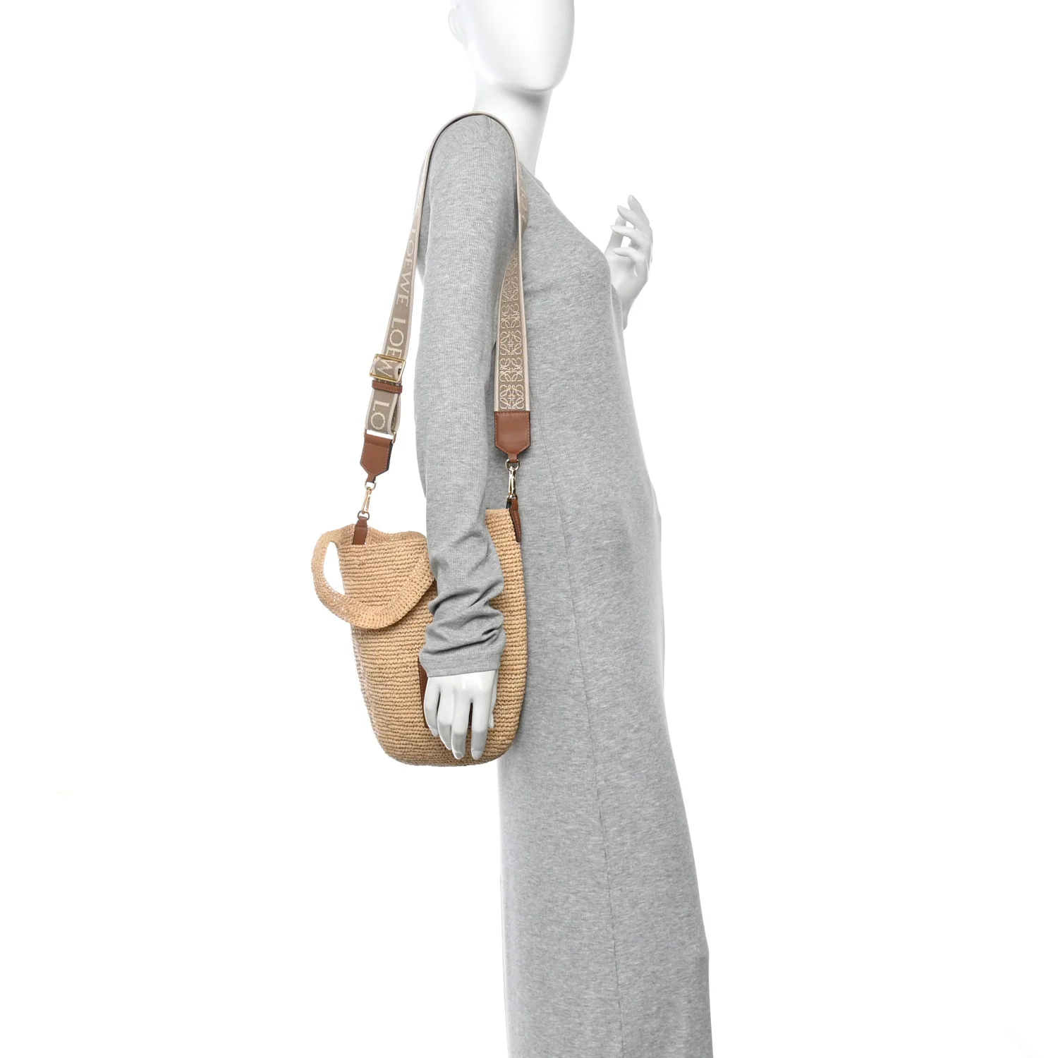 Raffia Mini Slit Tote Bag Natural Tan