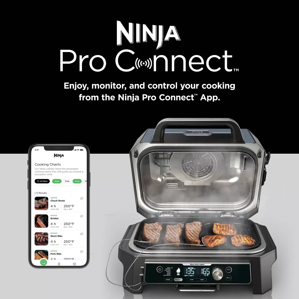OG951 Woodfire ProConnect Premium XL Outdoor 7-in-1 Grill Smoker, App Enabled, Air Fryer, 2 Built-In Thermometers Blue - Image 7