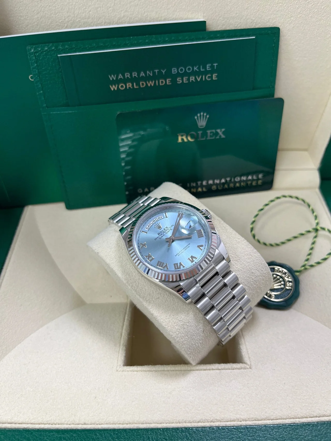 [Super Clone]RLX  Day-Date 36mm Oyster Perpetual 128236-0008 Ice Blue Roman Dial【Super Clone】