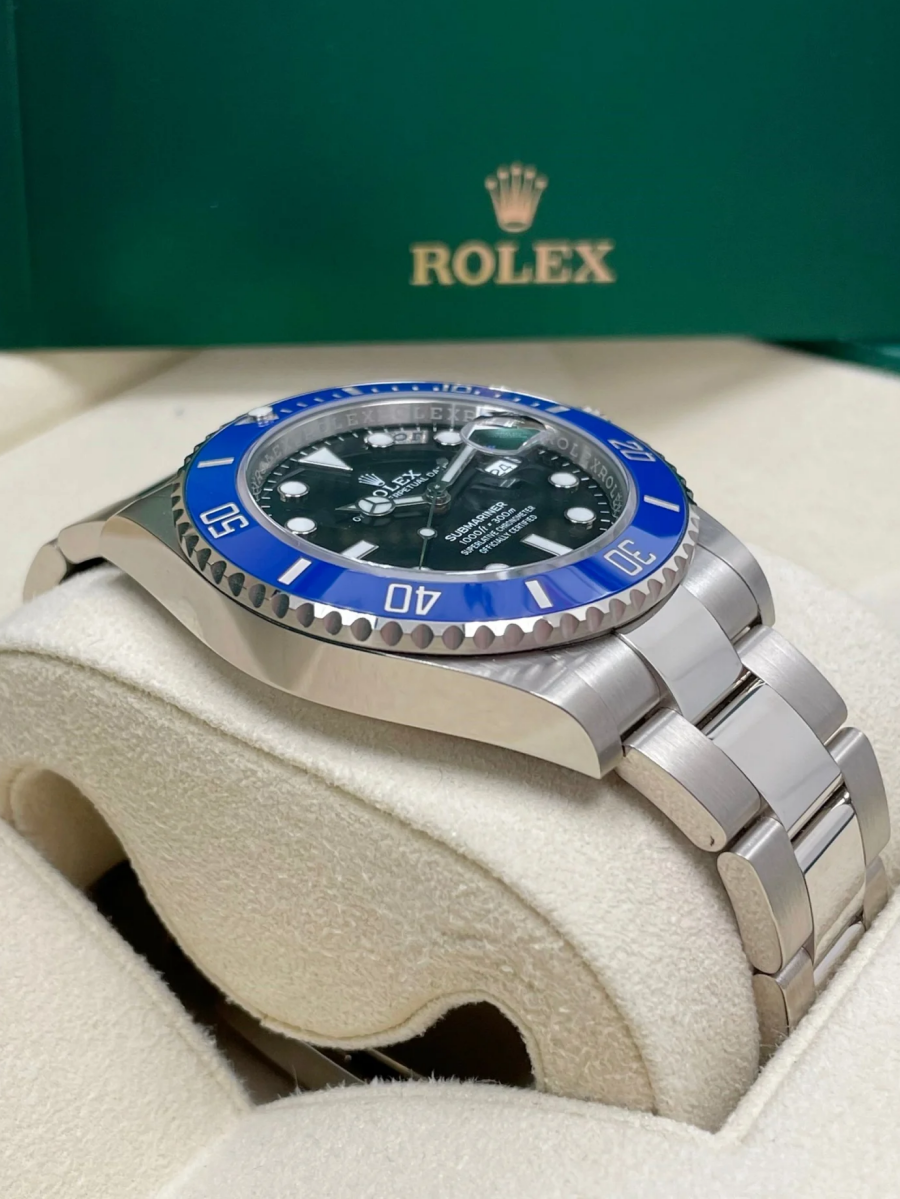 [Super Clone]Rolex White Gold Submariner Date Watch - The Blueberry - Blue Bezel - Black Dial (Ref # 126619LB)