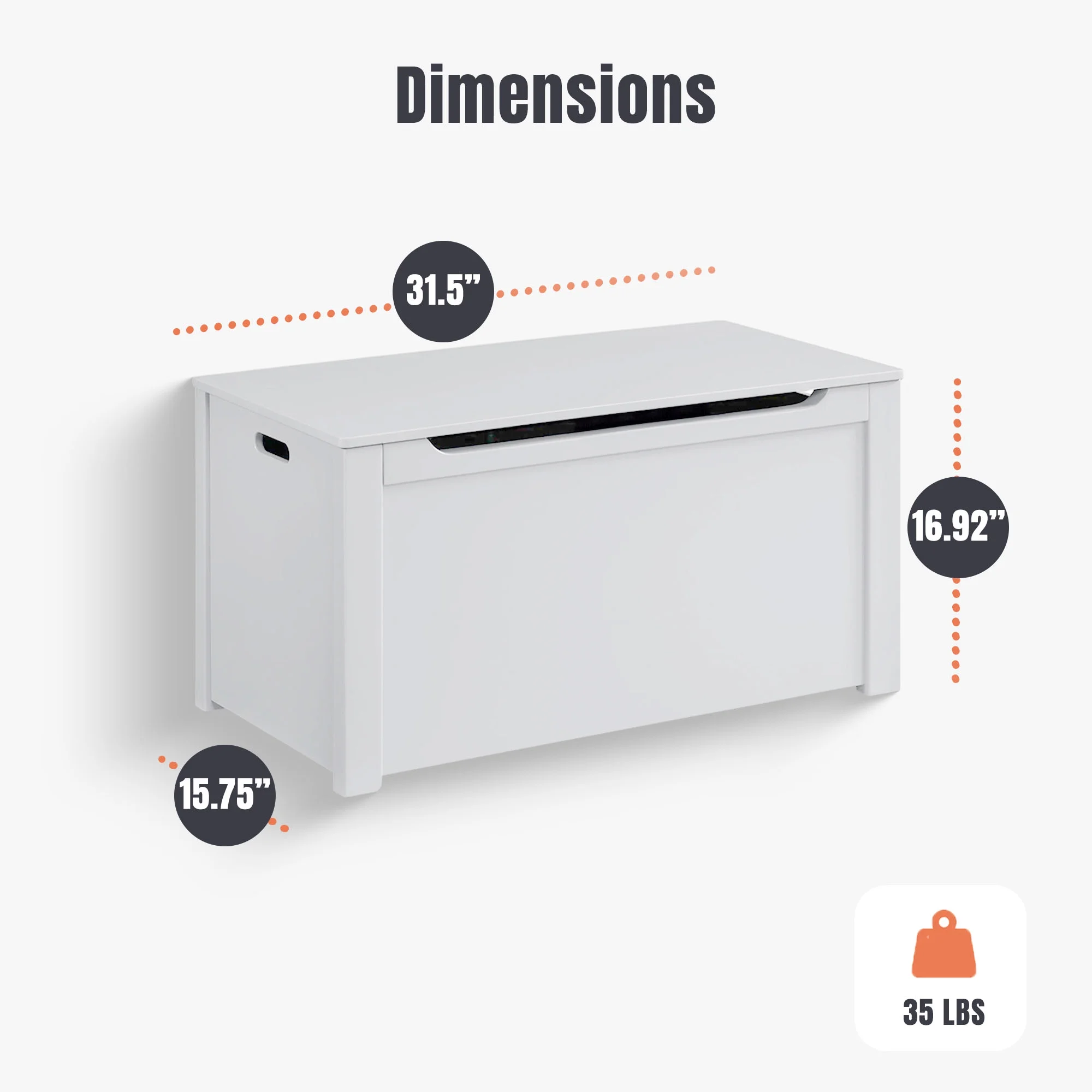Wooden Toy Box Spacious Storage for Home Organization, White(White) - Image 8