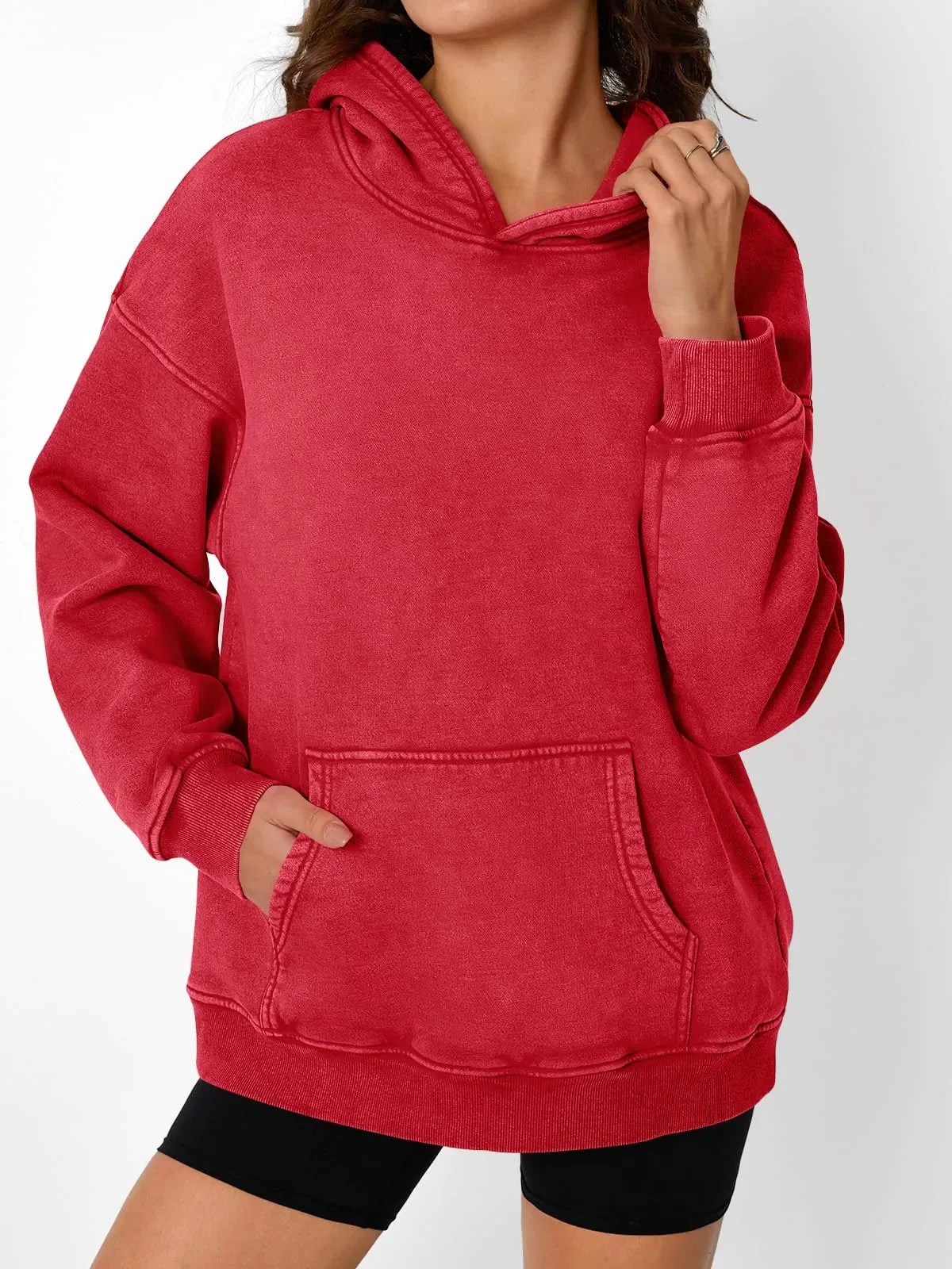 Sweat à capuche oversize effet délavé acide
