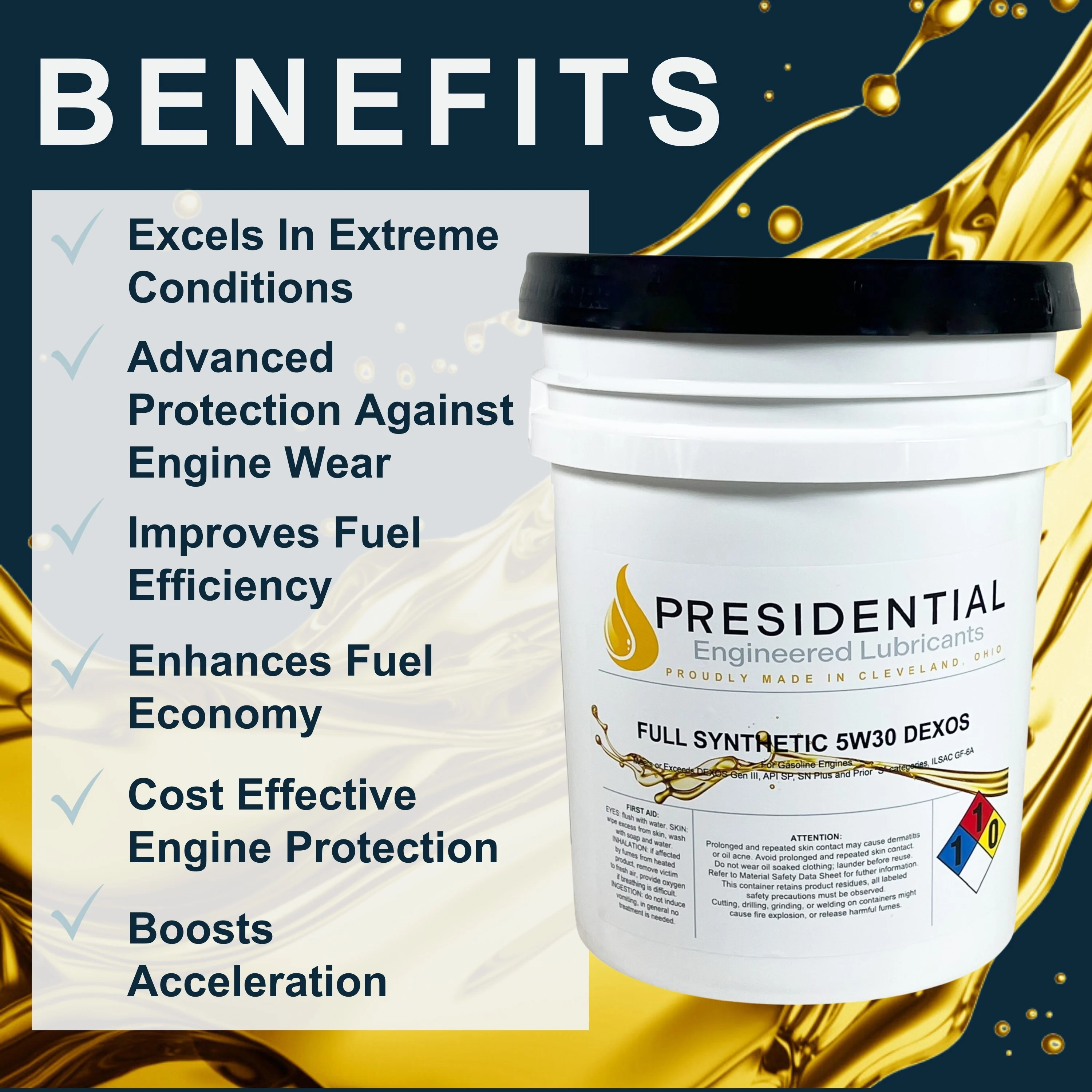 Full Synthetic Dexos 5W30 Motor Oil and Industrial Lubricants for Gasoline Engine Performance Protection Made in USA (5 Gallon Pail) - Image 5