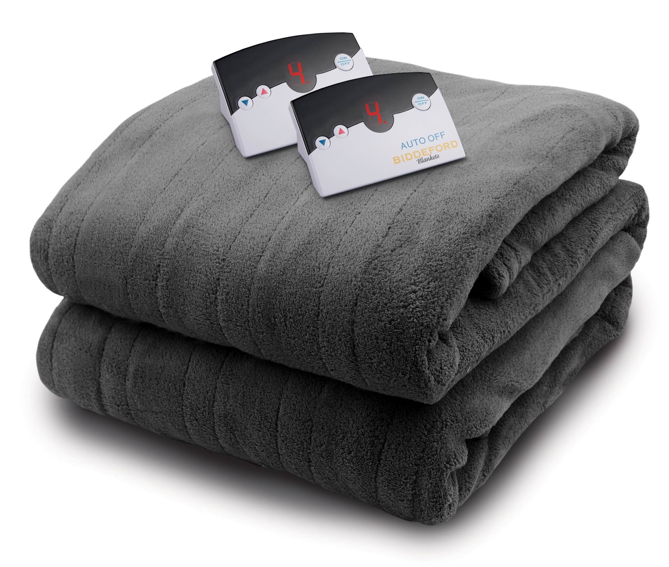 Biddeford 2033-905291-902 Microplush Electric Heated Blanket Queen Grey
