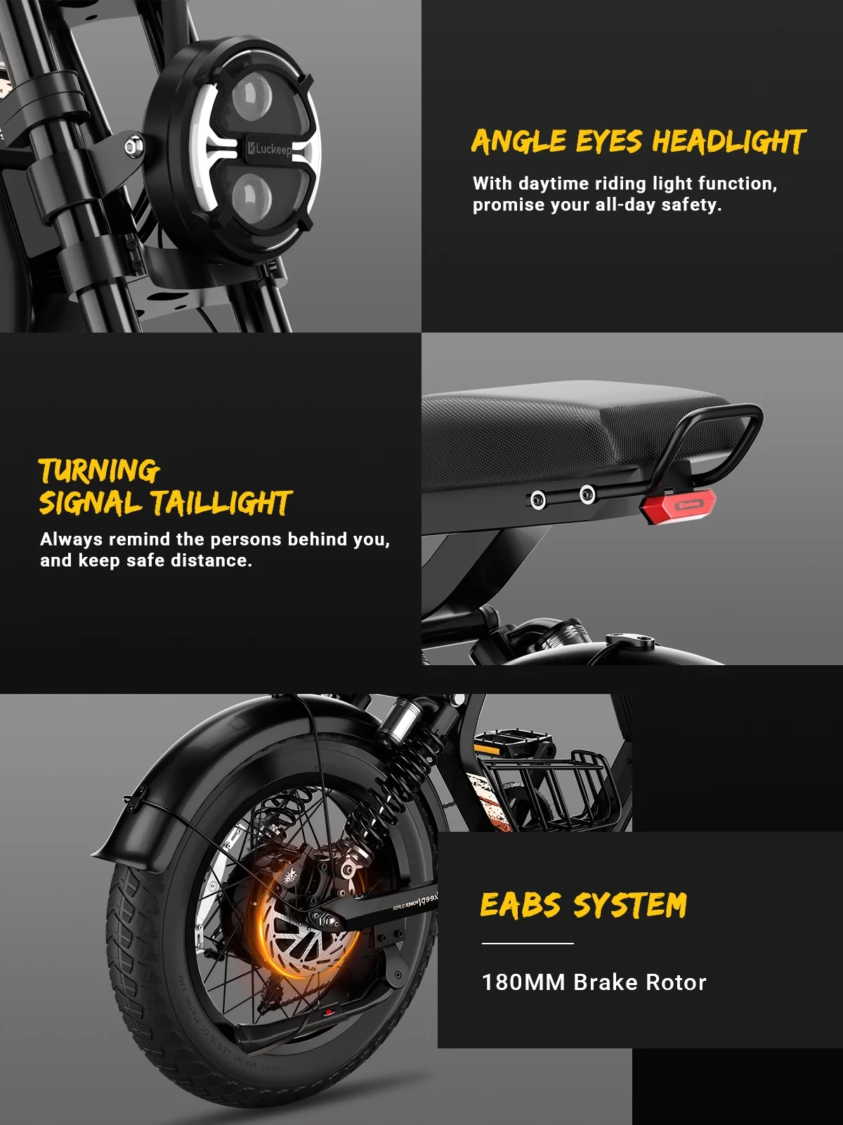 M5 Electric Bike for Adults/Teen, 1500W Peak Motor, Max 32MPH,48V 15AH Battery, Max 60 Miles Electric Motorcycle for Mountains,20" Fat Tire Electric Dirt Bike,Sand,Road,Full Suspension(Gray/M5- 1500W-15AH) - Image 9