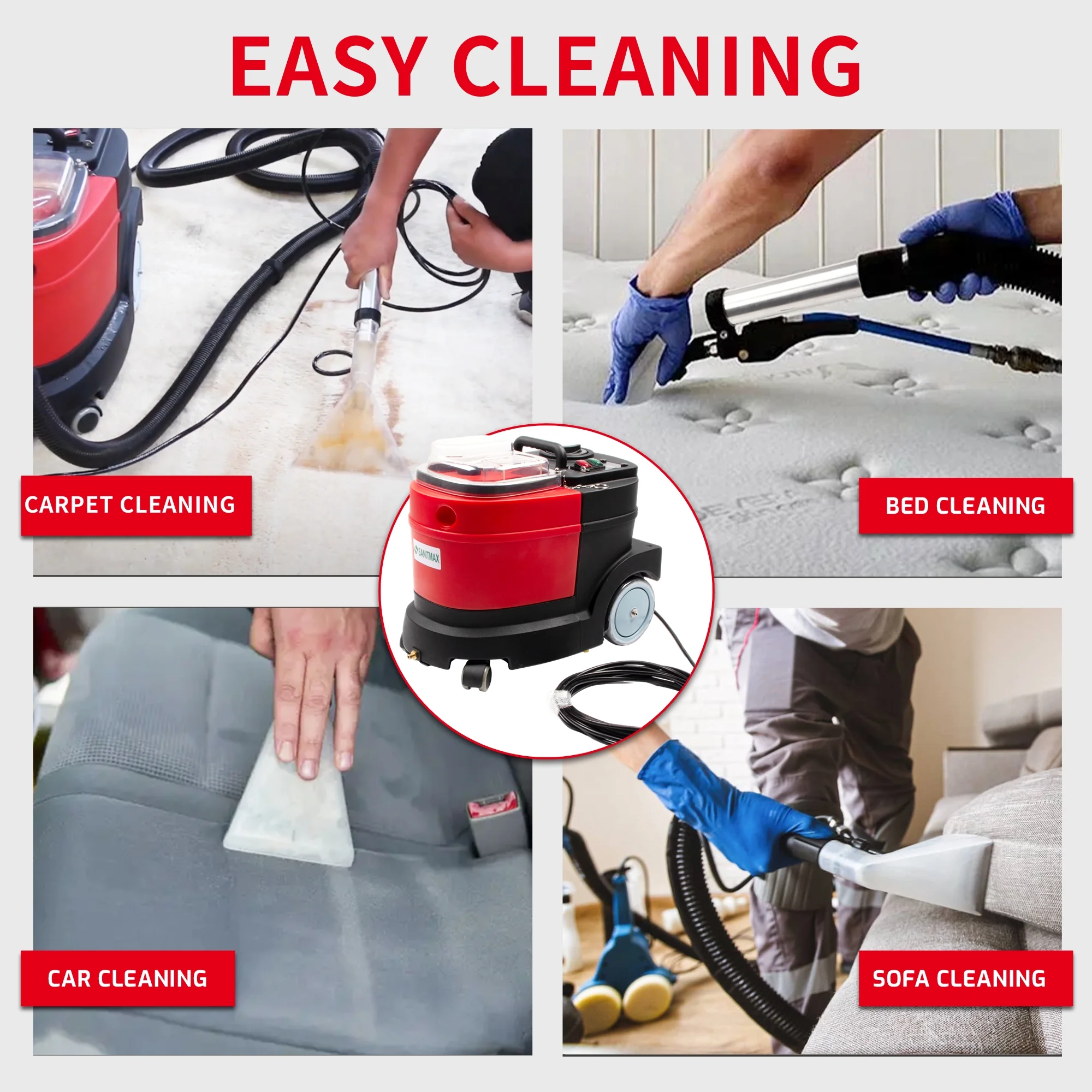 Carpet and Upholstery Extractor Cleaning Machine, Powerful 1.07 HP Motor, 3.7 - Gal Tank