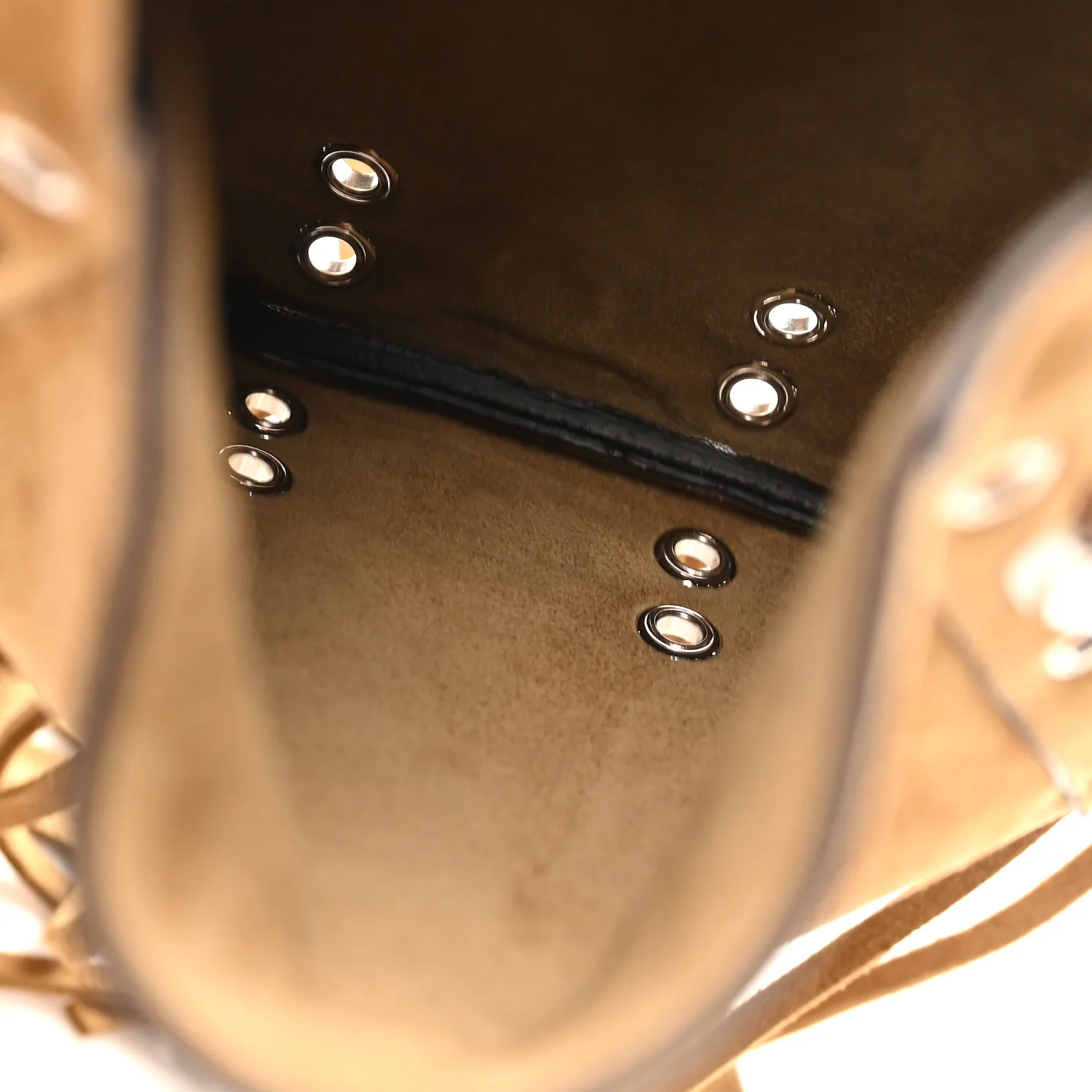 Suede Studded Small Nellcote Fringe Shoulder Bag Havana Beige