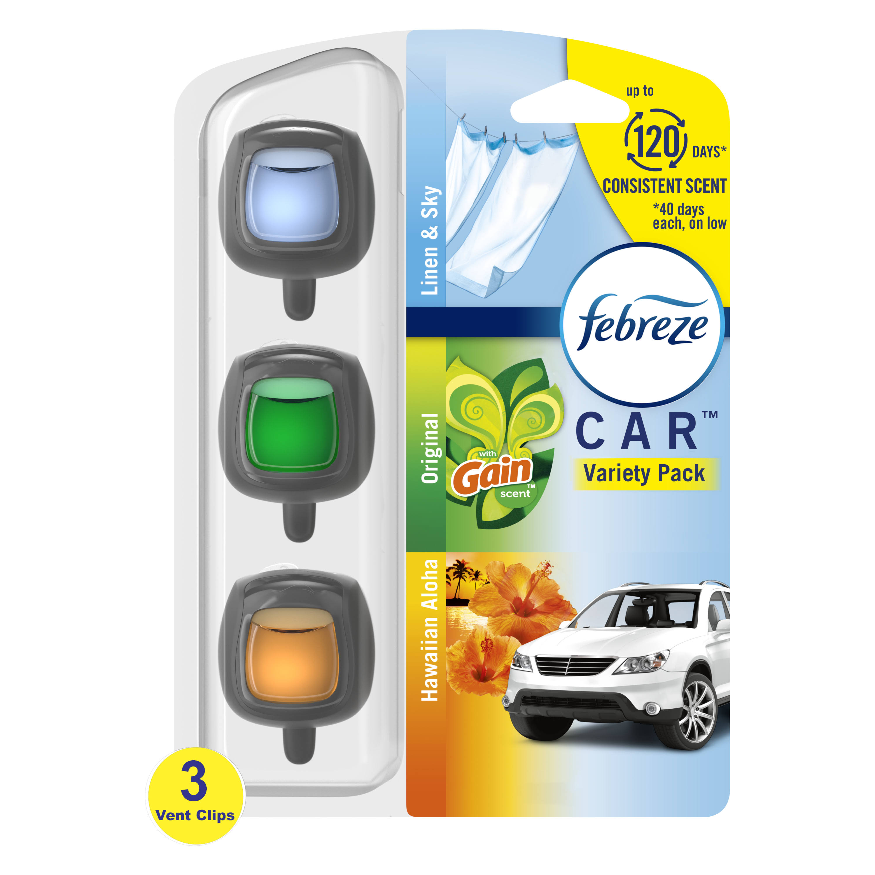 Febreze Car Air Freshener Vent Clip Variety Pack - 3 ct