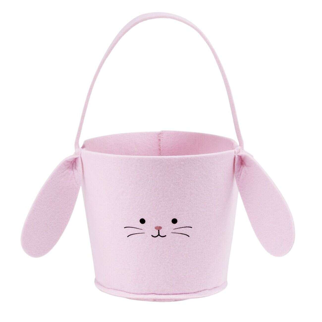 Panier décor Pâques feutrine Ø13xH14,5cm (4 modèles)