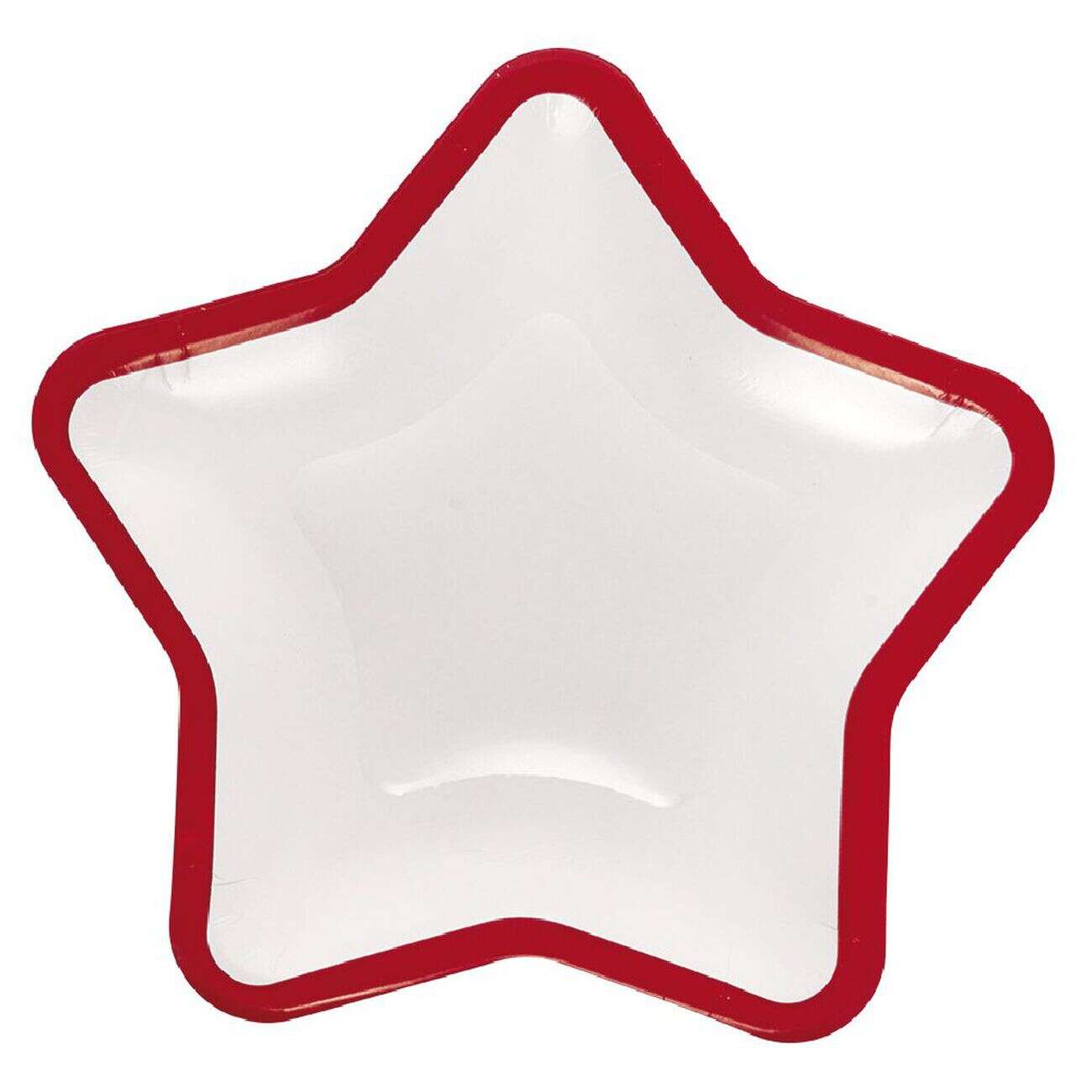 Lot de 10 assiettes carton étoile blanc avec liseré rouge
