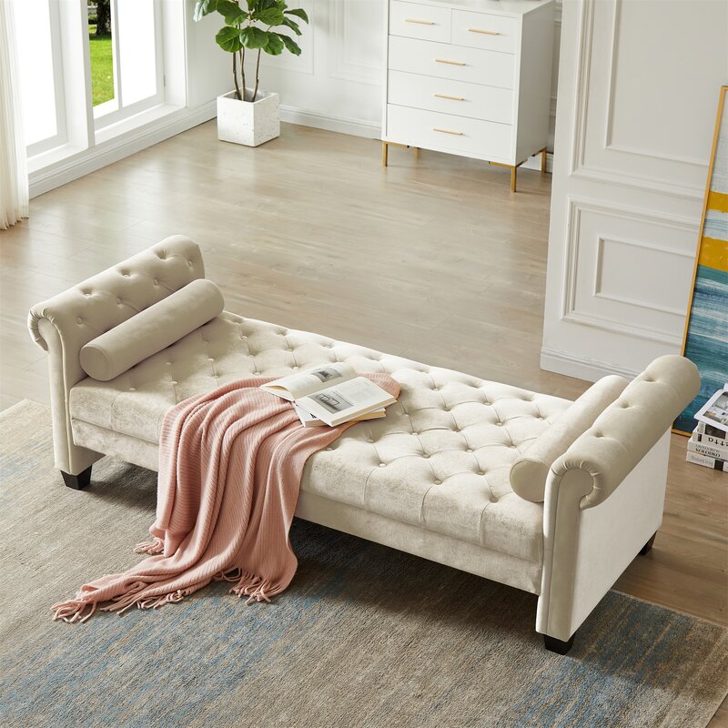 Canapé-lit Aitiana 82,3'' en velours avec accoudoirs arrondis