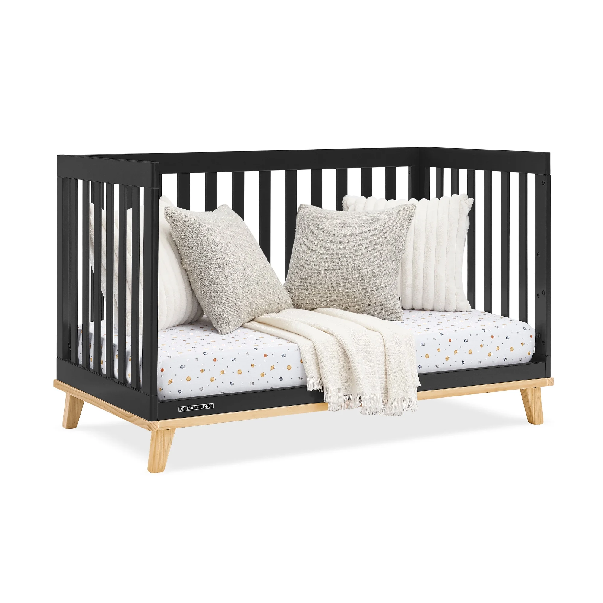 Frankie 4-in-1 Convertible Crib Greenguard Gold Certified, Black with Natural(Black with Natural) - Image 6