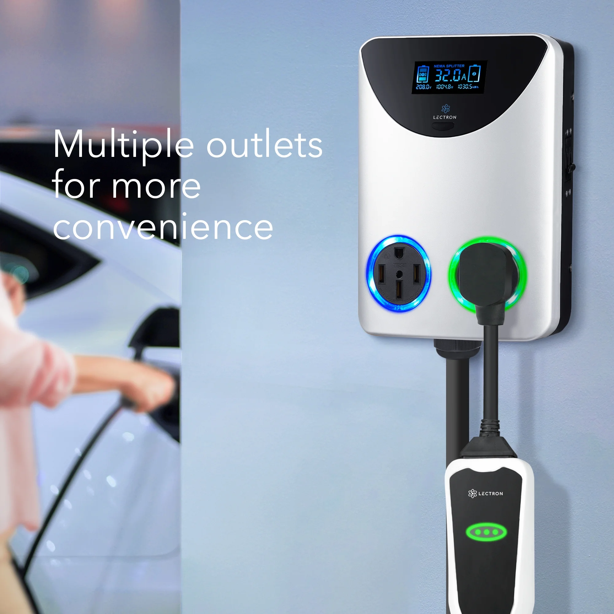 Lectron NEMA Socket Splitter - Power Your EV Charger and High - Powered Appliance from the Same Outlet (NEMA 14 - 50 to NEMA 14 - 50 / NEMA 14 - 50 Splitter)